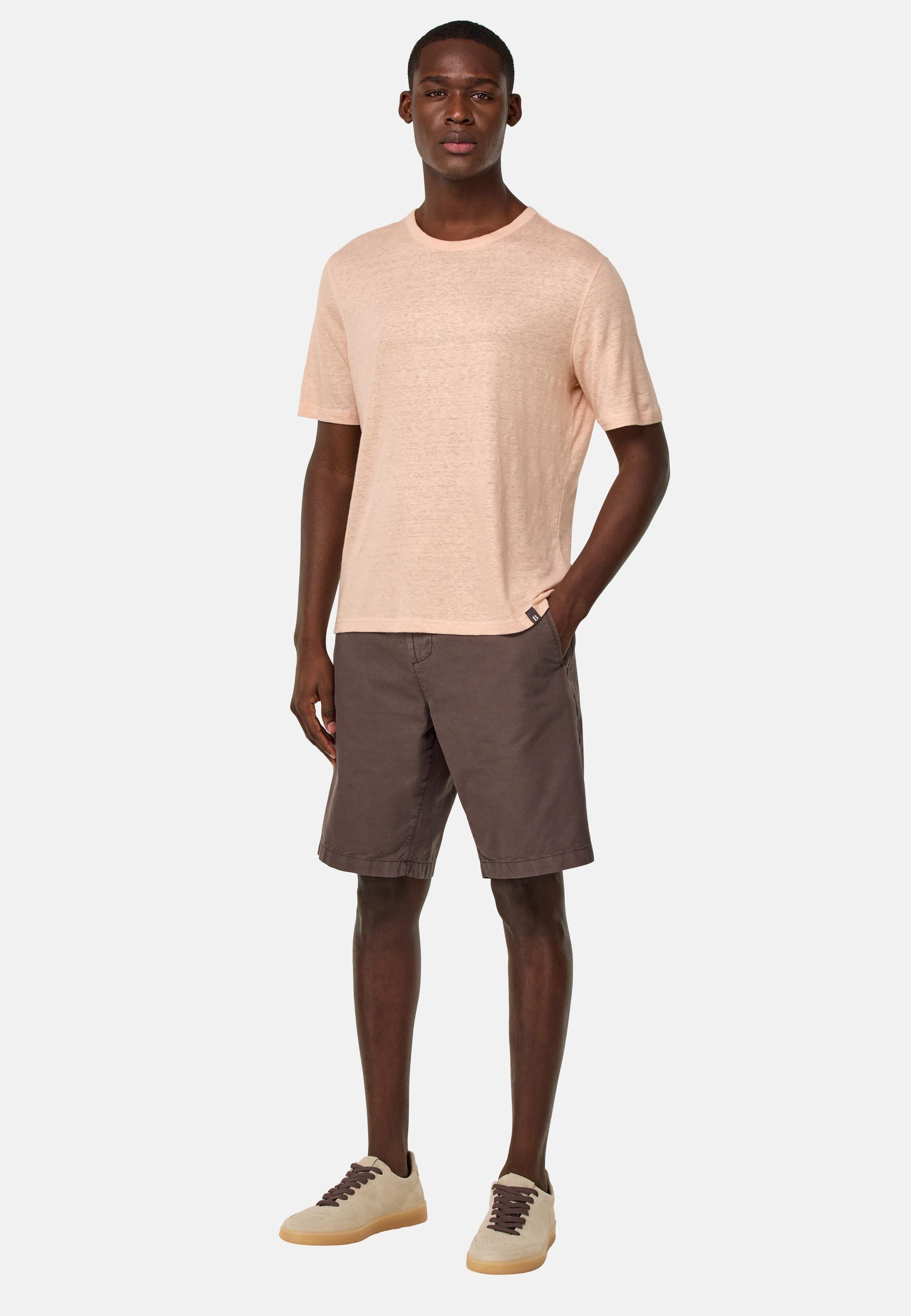 T-Shirt in Stretch Linen Jersey Pink, Pink, large image number 0