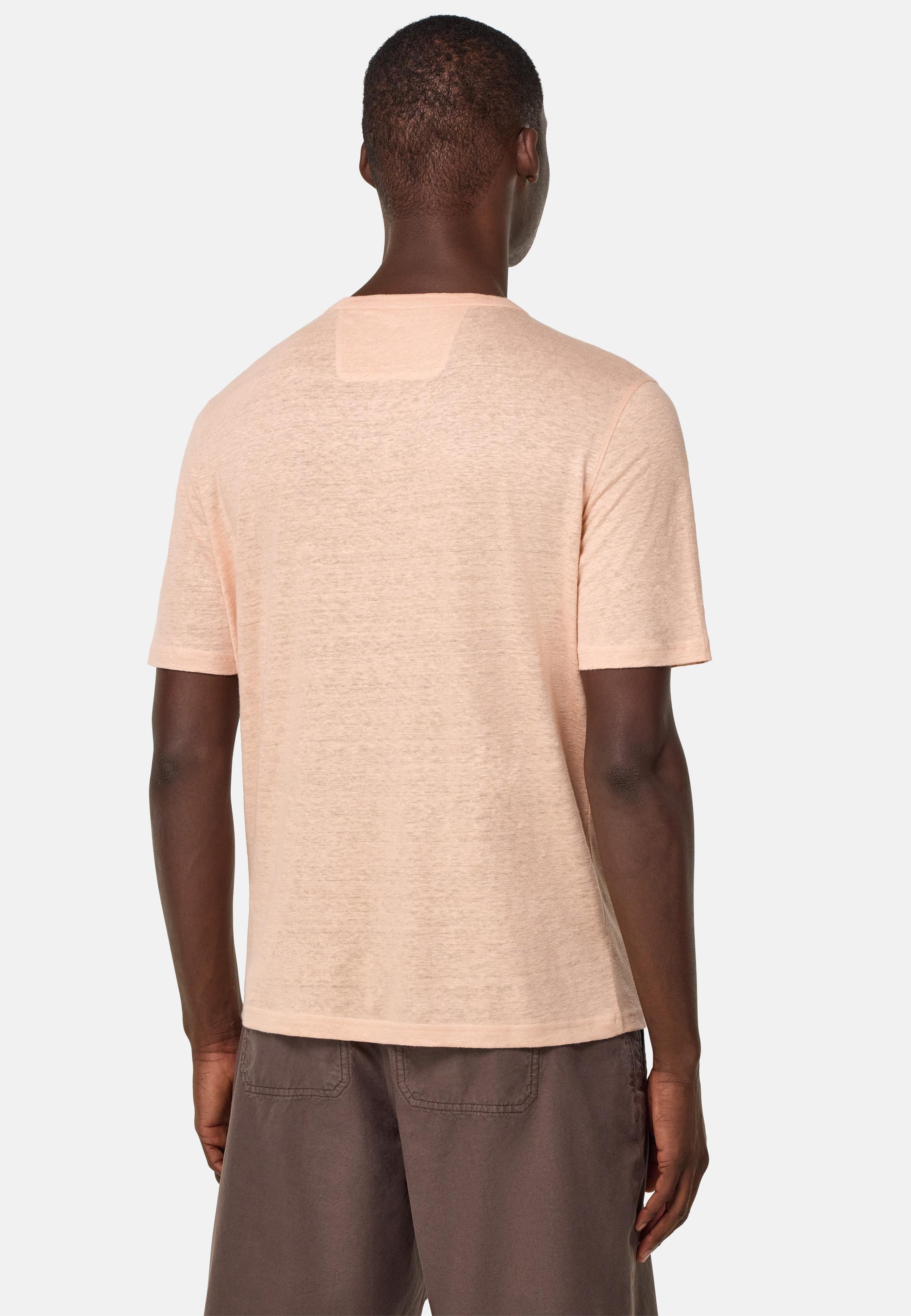 T-Shirt in Stretch Linen Jersey Pink, Pink, large image number 4