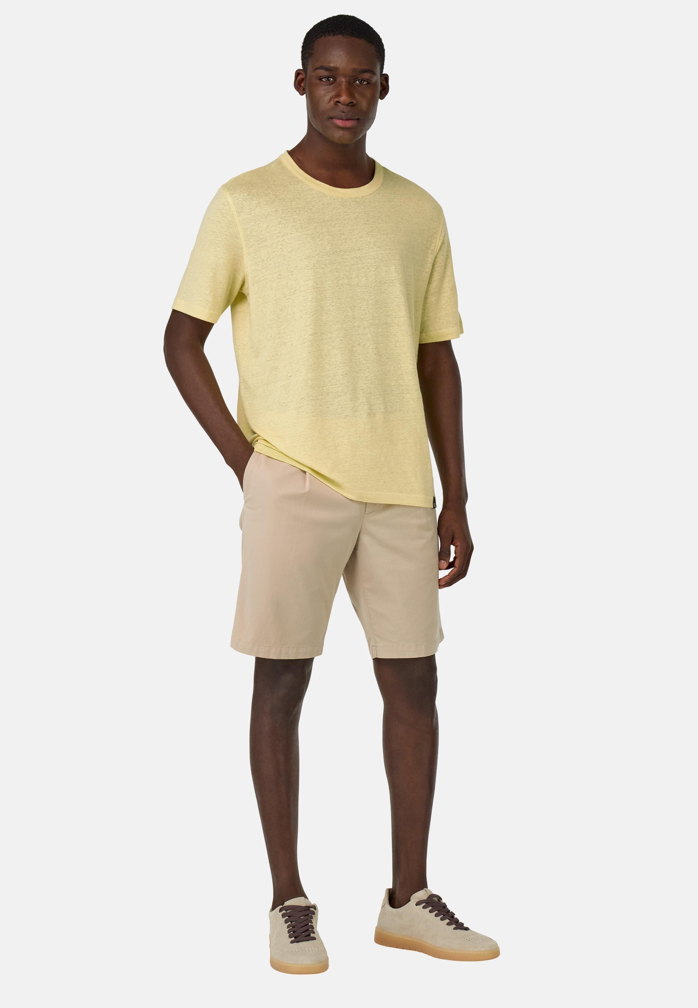 T-Shirt in Stretch Linen Jersey Yellow, Yellow, large image number 0