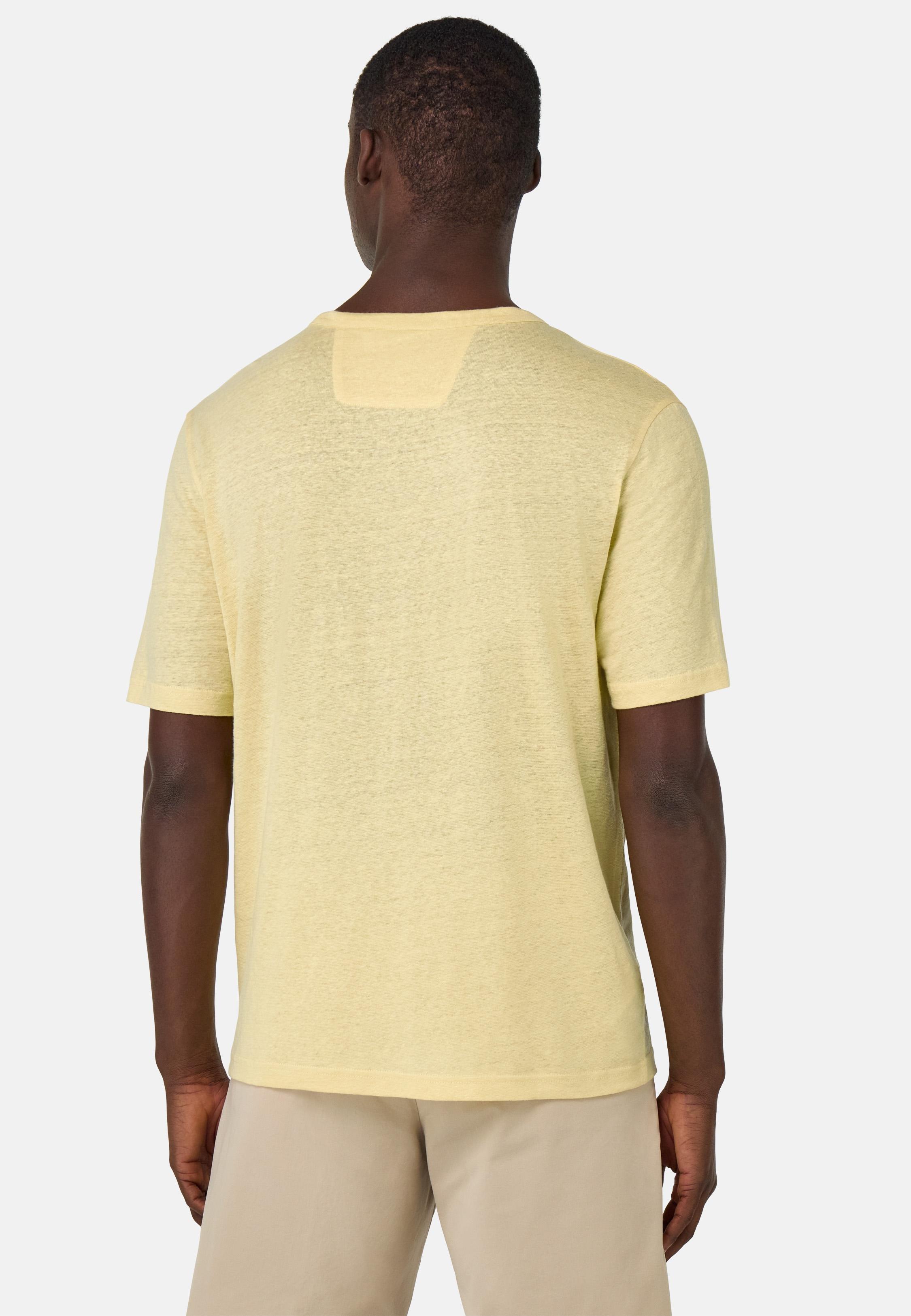 T-Shirt in Stretch Linen Jersey Yellow, Yellow, medium