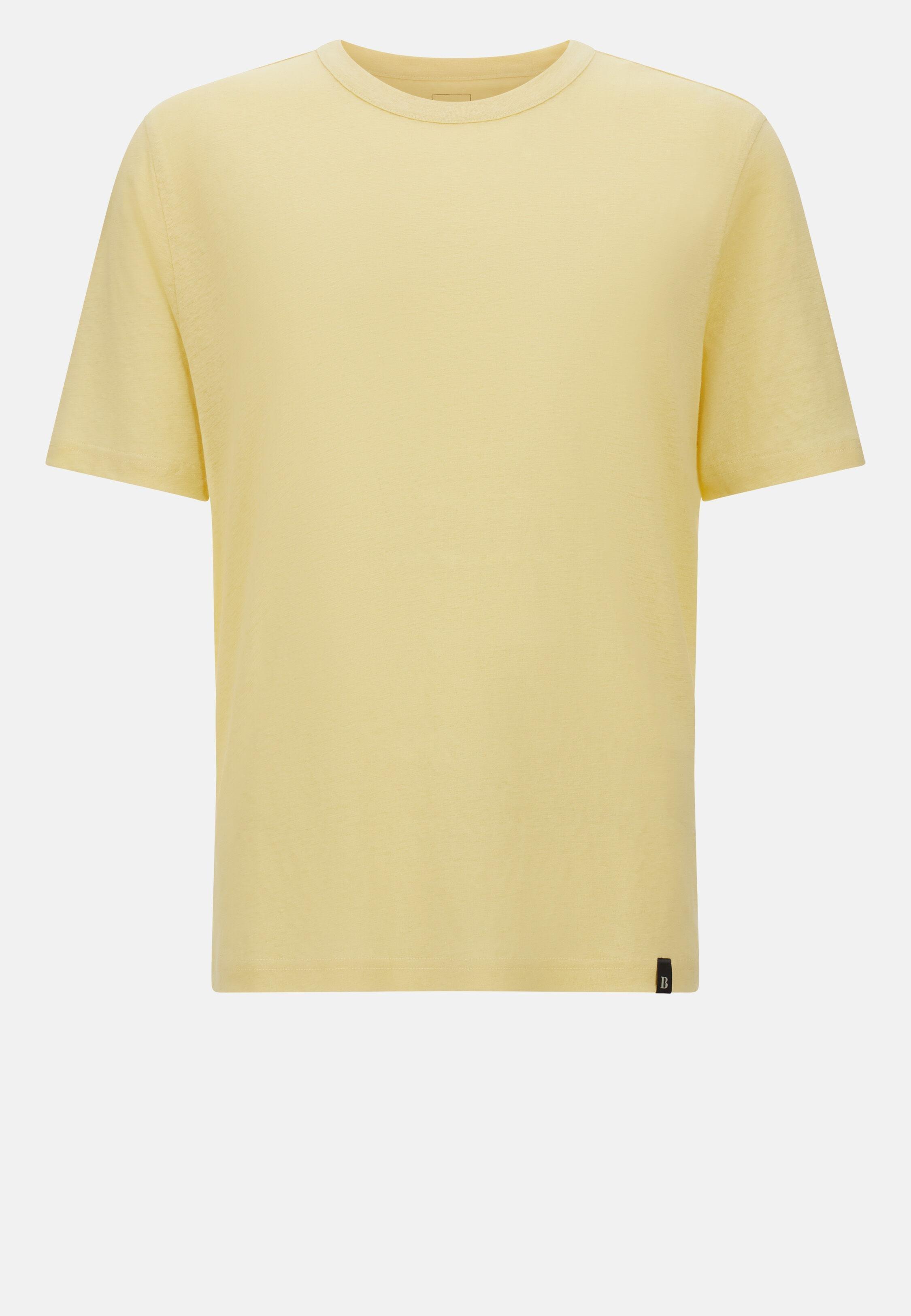 T-Shirt in Stretch Linen Jersey Yellow, Yellow, large image number 5