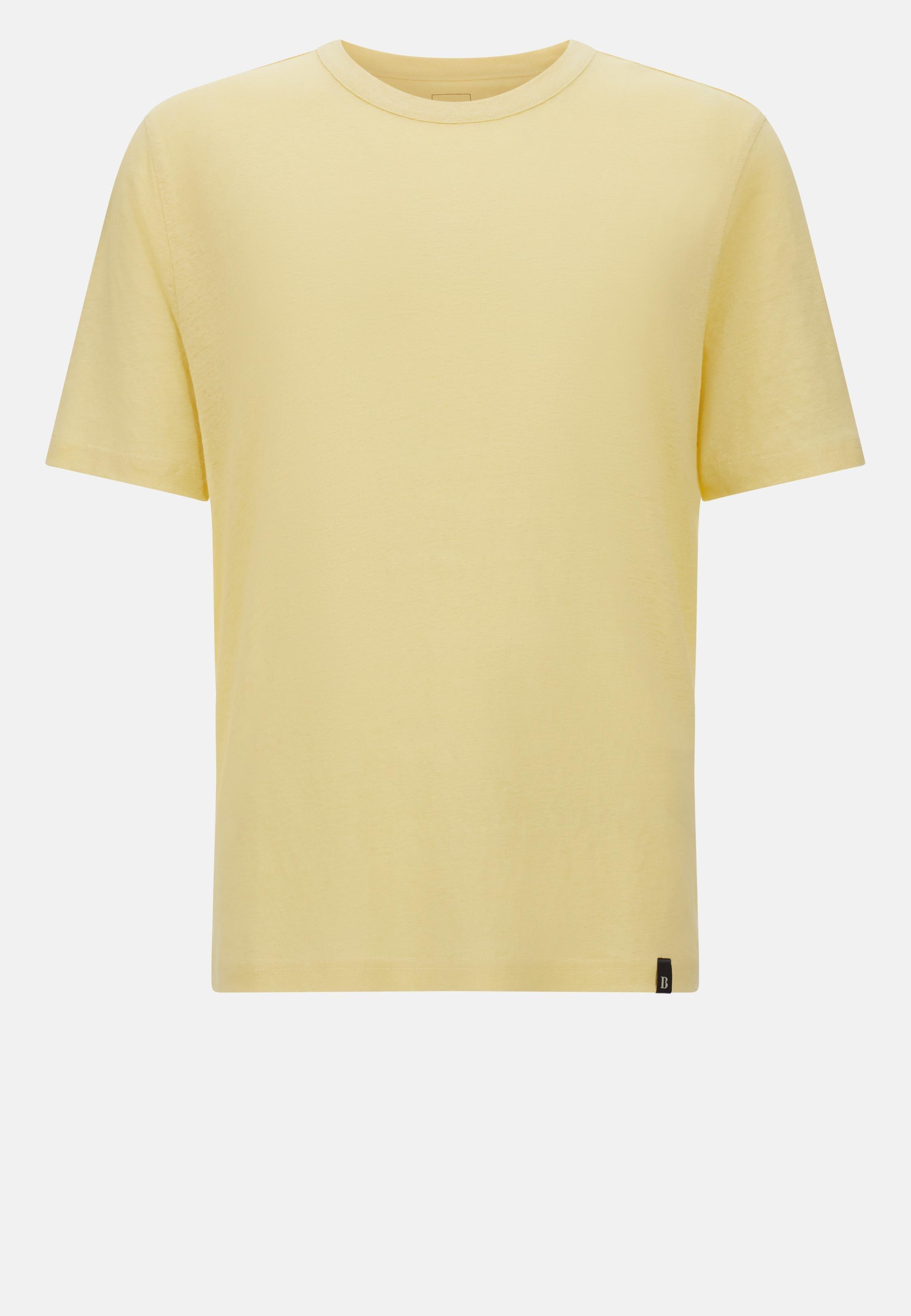 T-Shirt in Stretch Linen Jersey, Yellow, Yellow, large image number 7