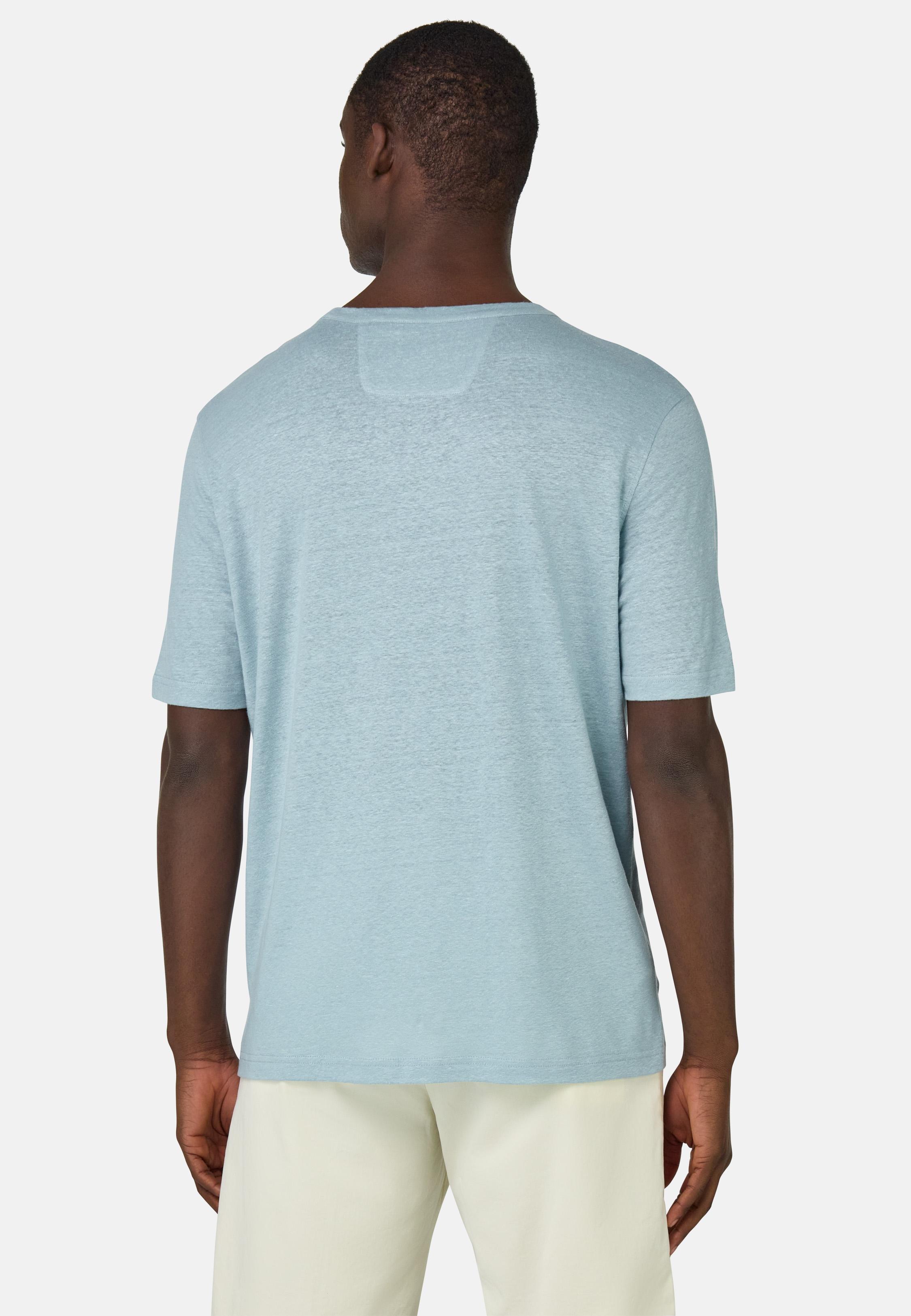 T-Shirt in Stretch Linen Jersey Blue, Air-blue, large image number 2