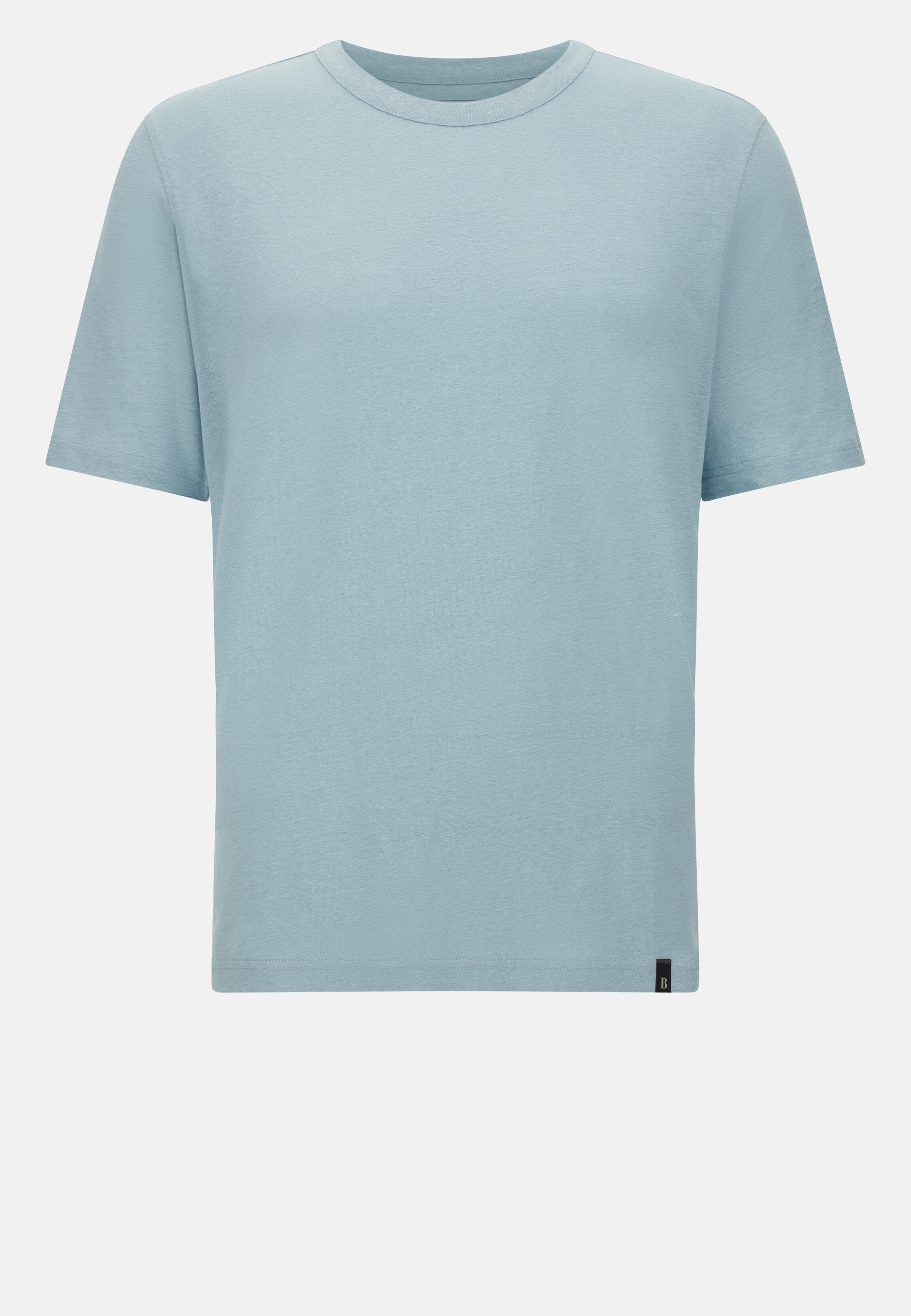 T-Shirt in Stretch Linen Jersey Blue, Air-blue, large image number 5