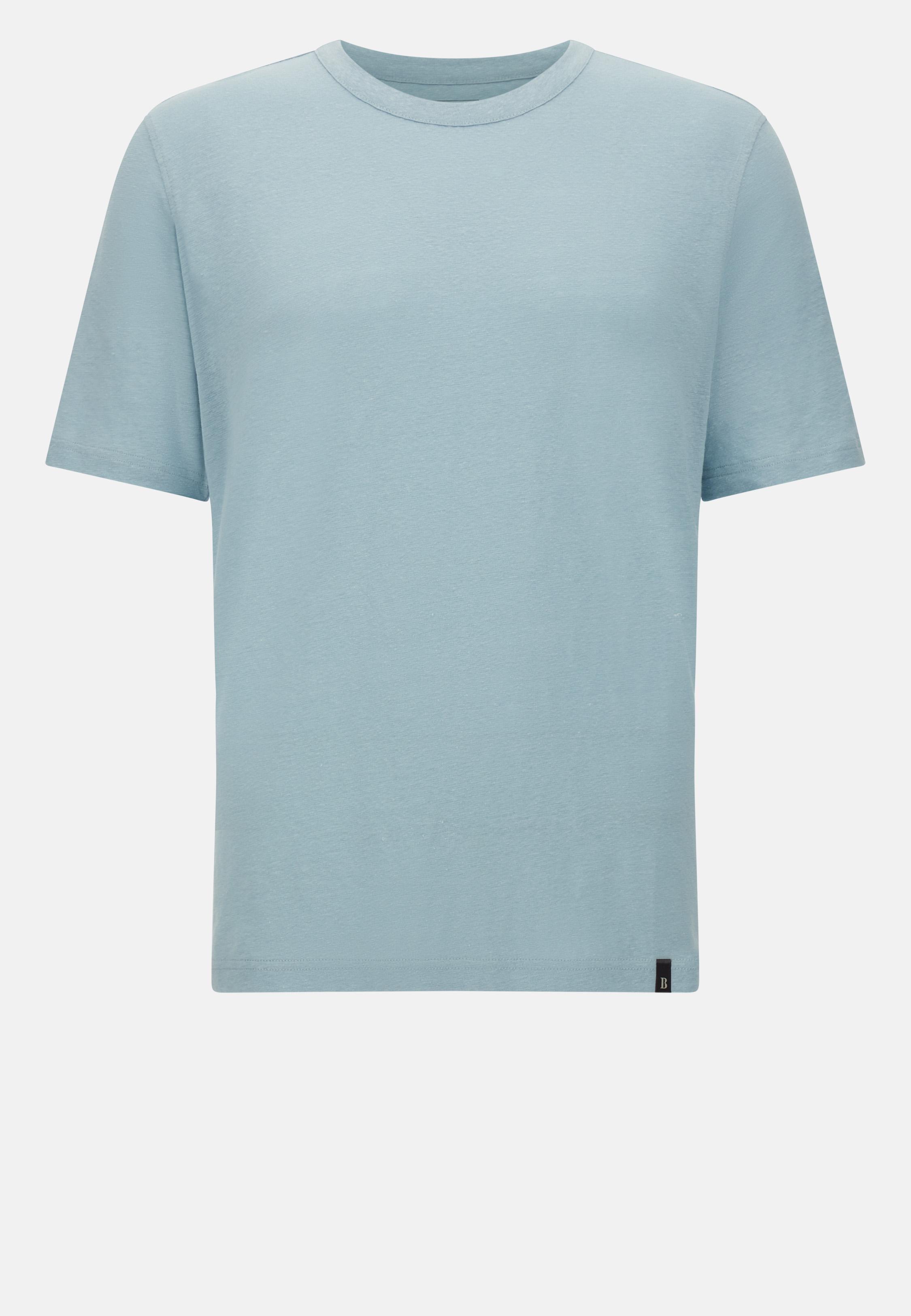 T-Shirt in Stretch Linen Jersey Blue, Air-blue, large image number 6