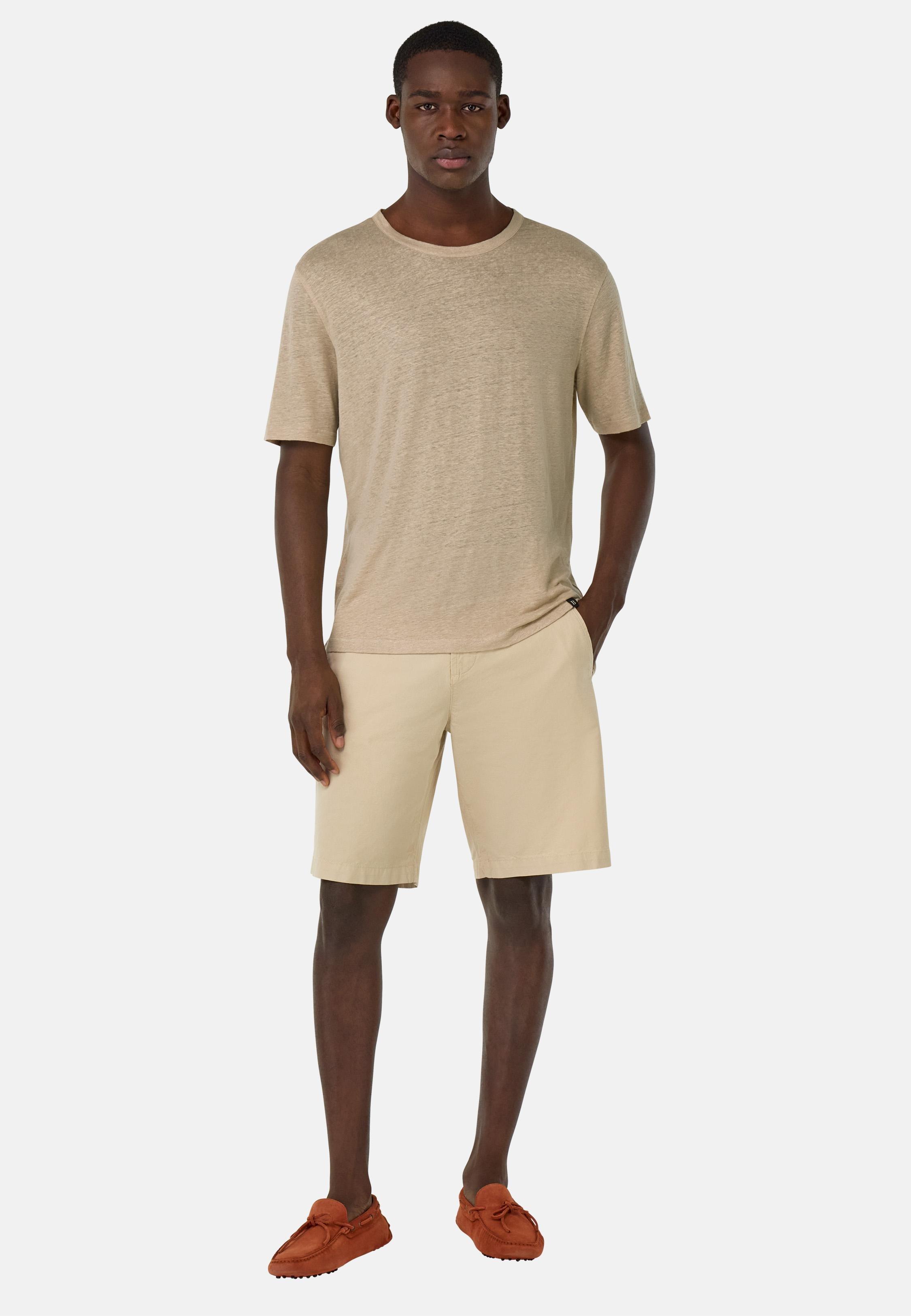 T-Shirt in Stretch Linen Jersey Beige, Sand, medium