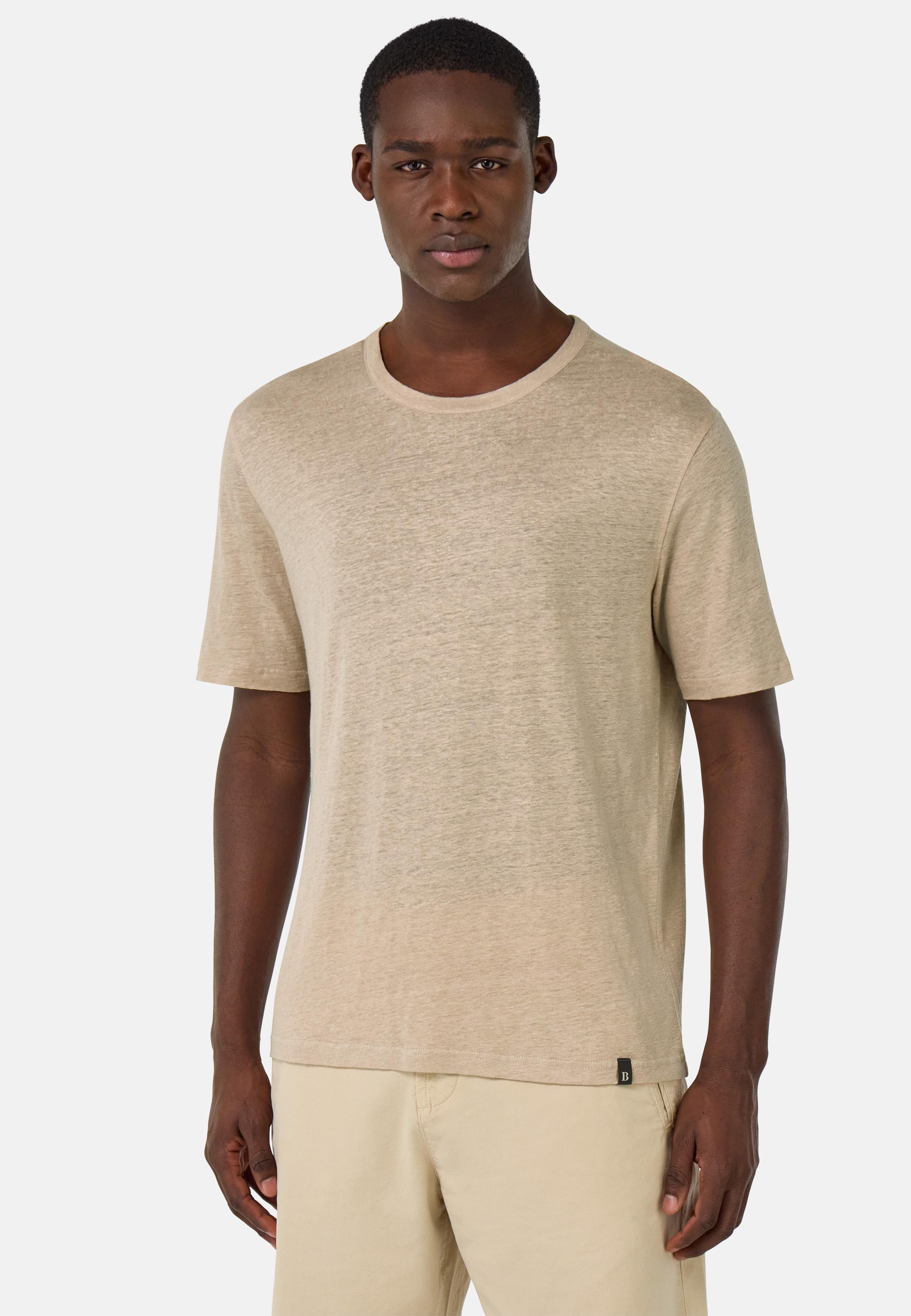 T-Shirt in Stretch Linen Jersey Beige, Sand, medium
