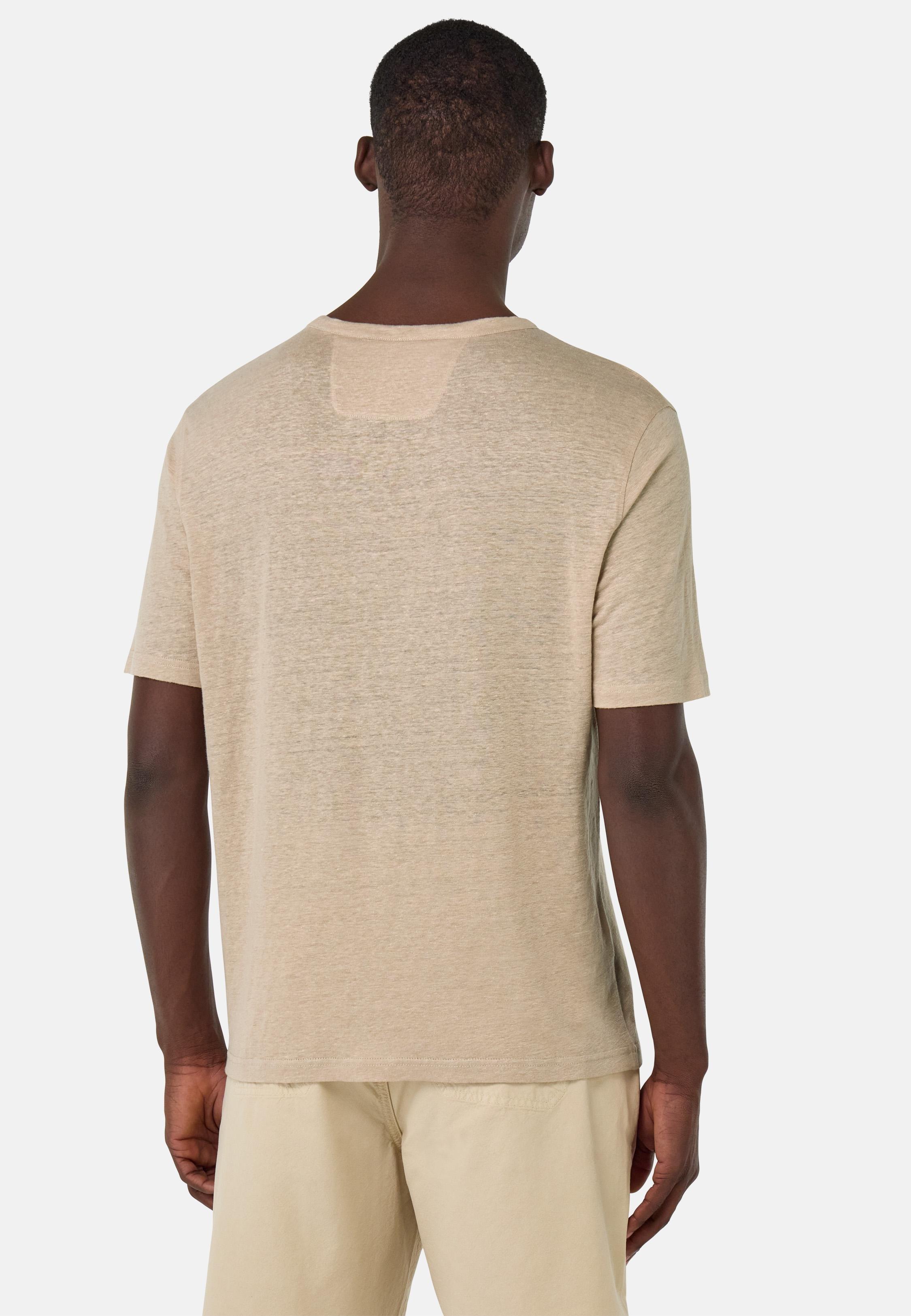 T-Shirt in Stretch Linen Jersey Beige, Sand, large image number 4