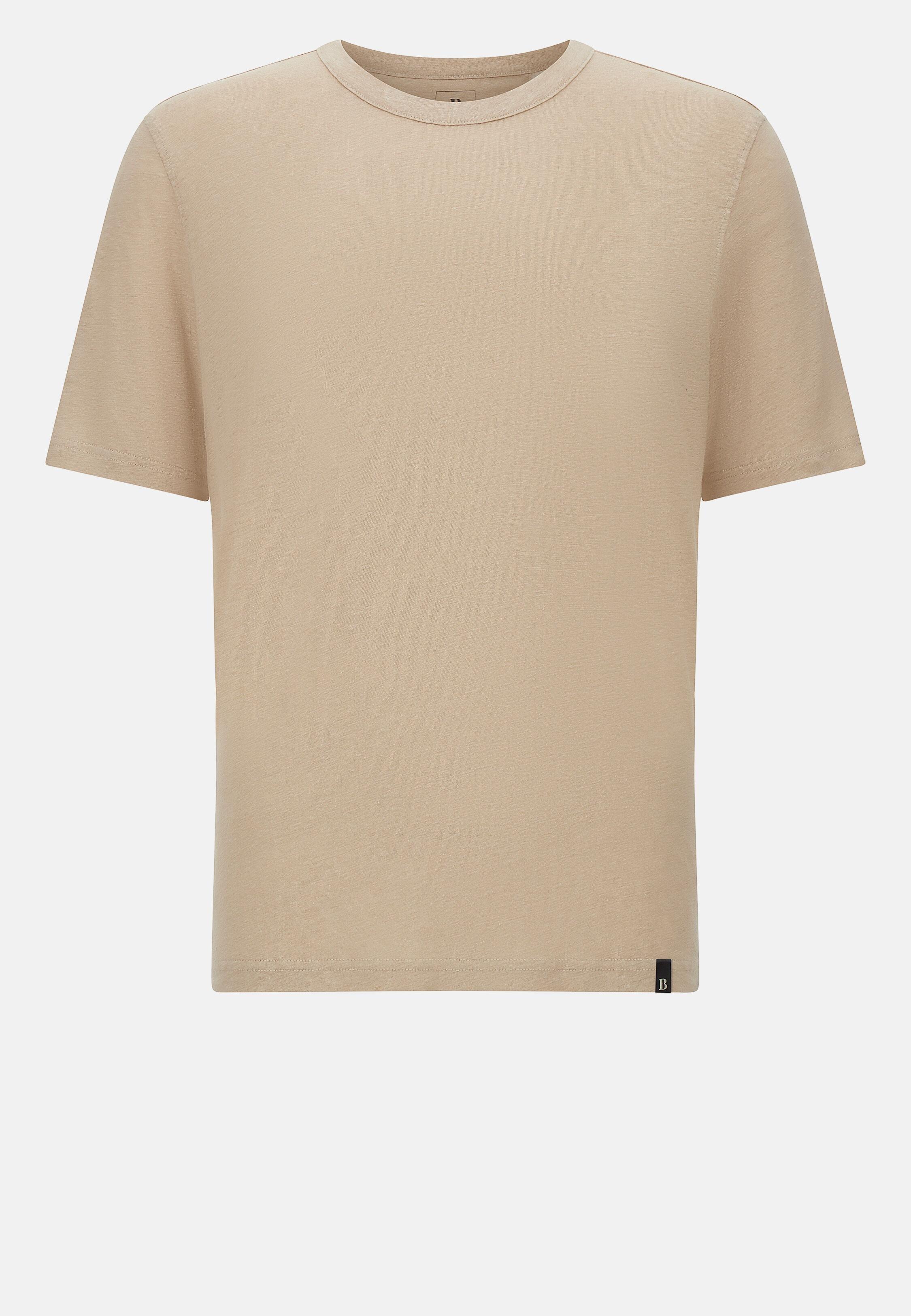 T-Shirt in Stretch Linen Jersey Beige, Sand, large image number 5