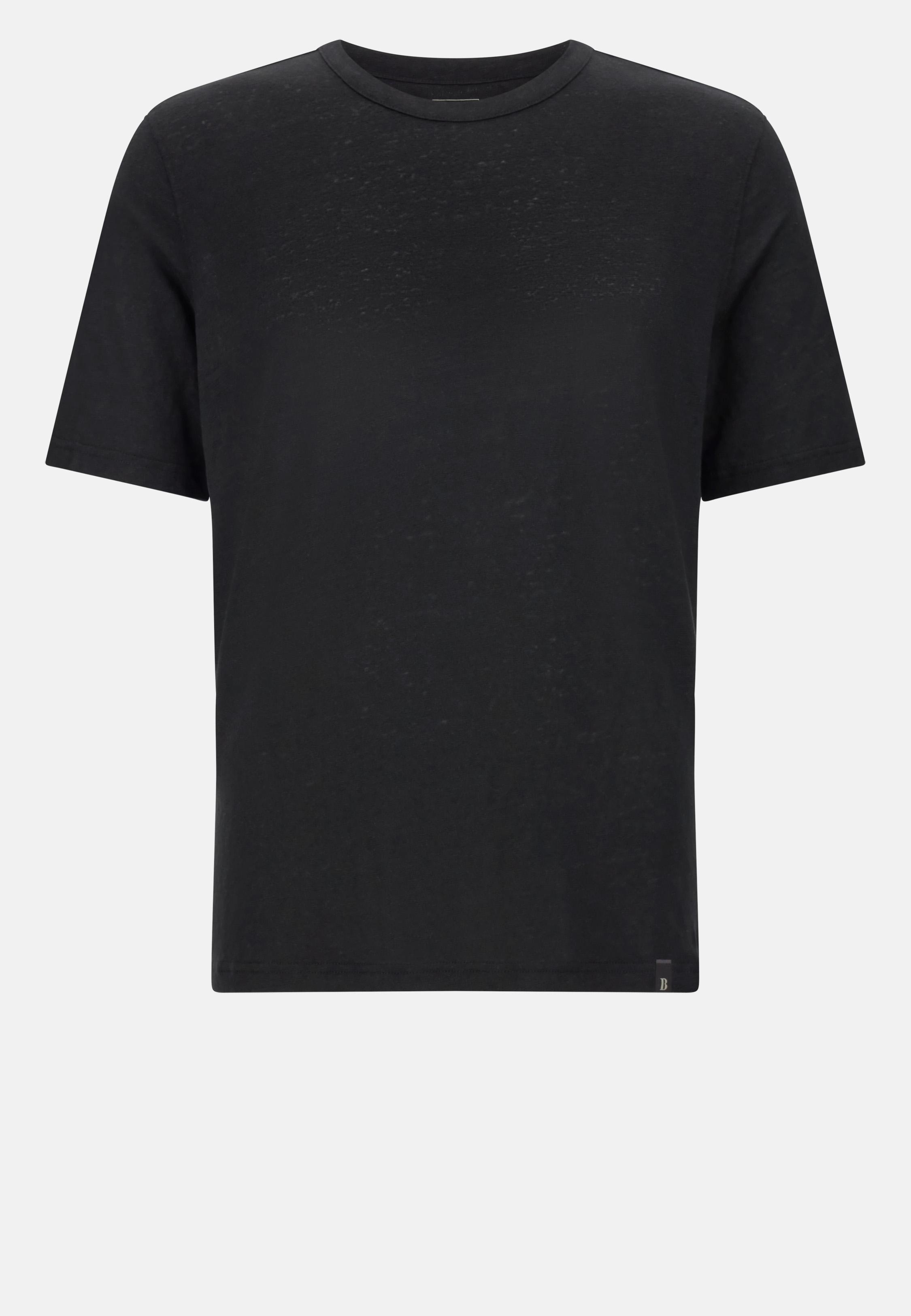 T-Shirt in Stretch Linen Jersey Black, Black, large image number 3