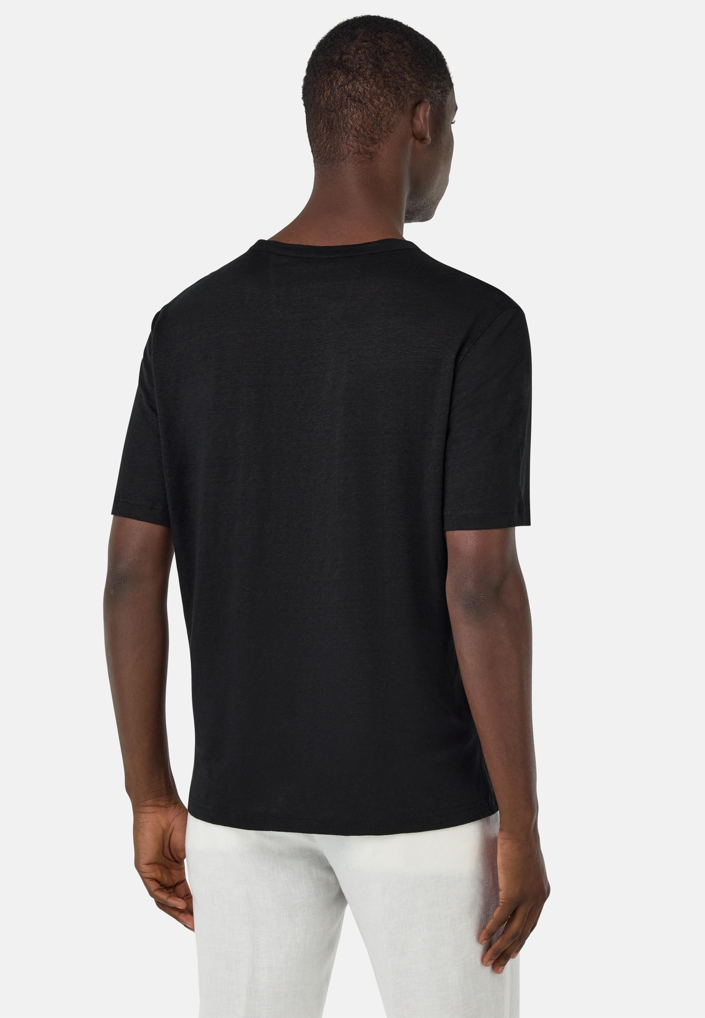 T-Shirt in Stretch Linen Jersey Black, Black, large image number 4