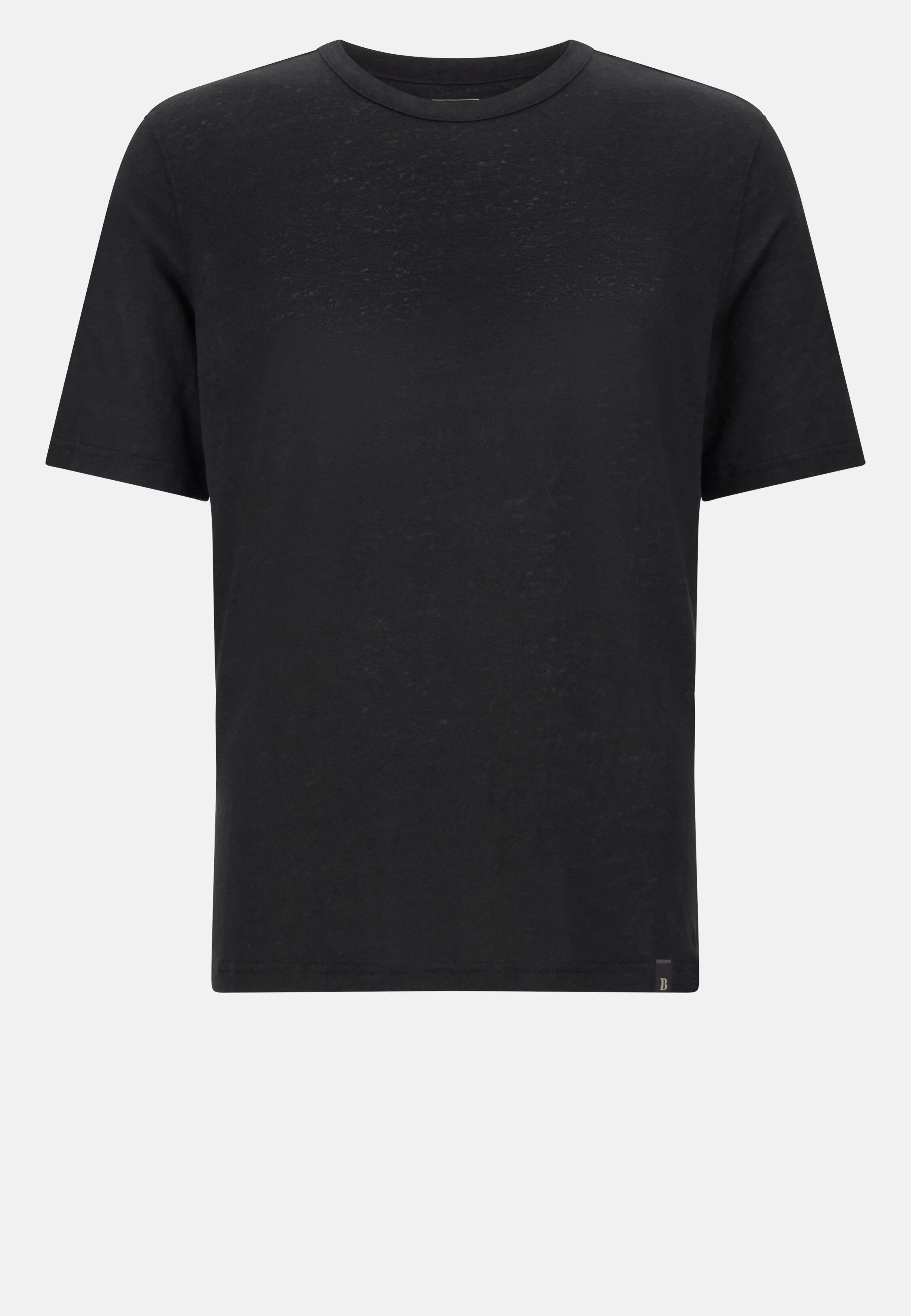 T-Shirt in Stretch Linen Jersey Black, Black, large image number 5