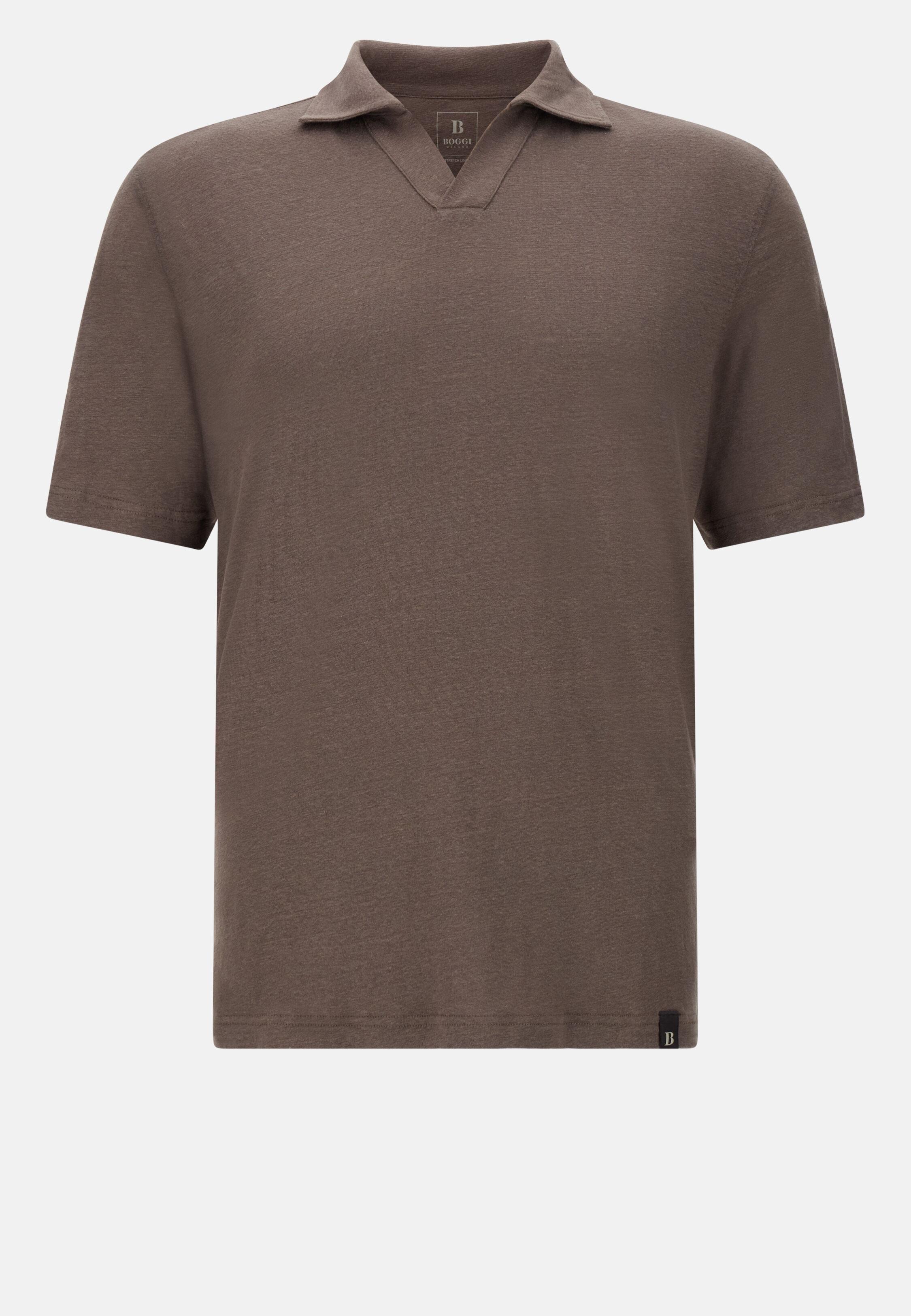 تيشيرت بولو من جيرسيه كتان مرن، بني, Taupe, large image number 7