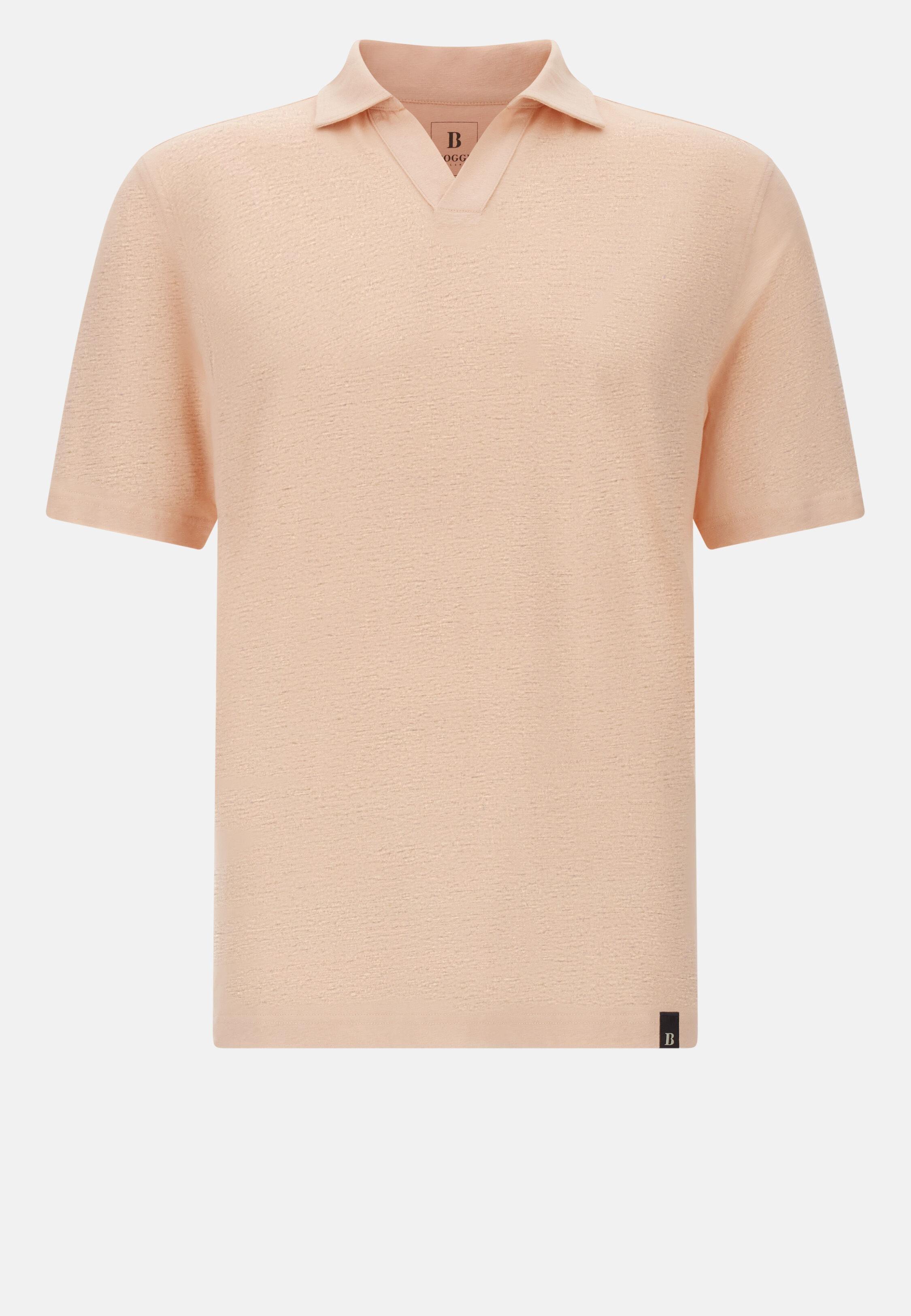 Stretch Linen Jersey Polo Shirt Pink, Pink, large image number 7