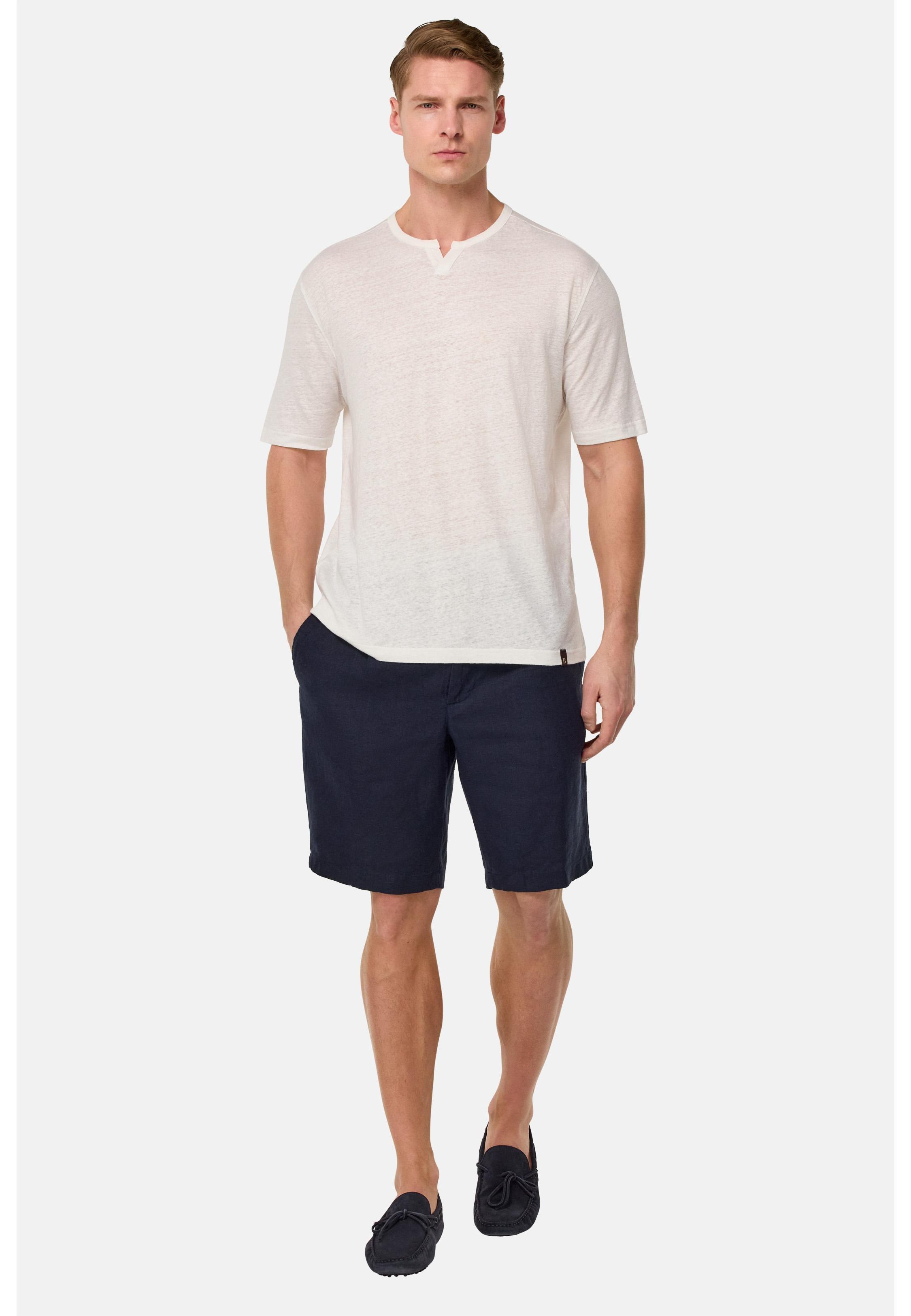 T-Shirt in Stretch Linen Jersey White, White, medium