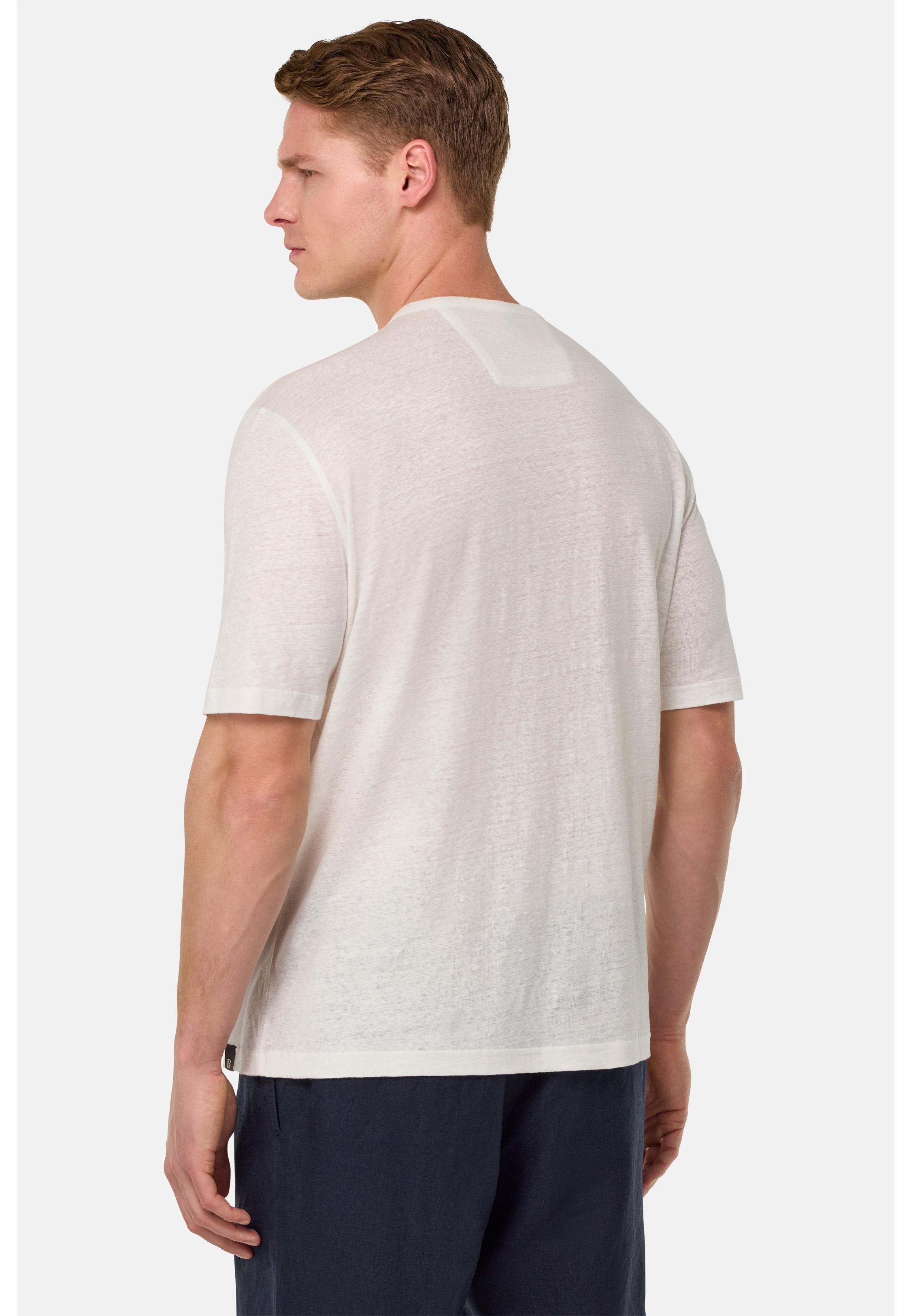 T-Shirt in Stretch Linen Jersey White, White, large image number 4
