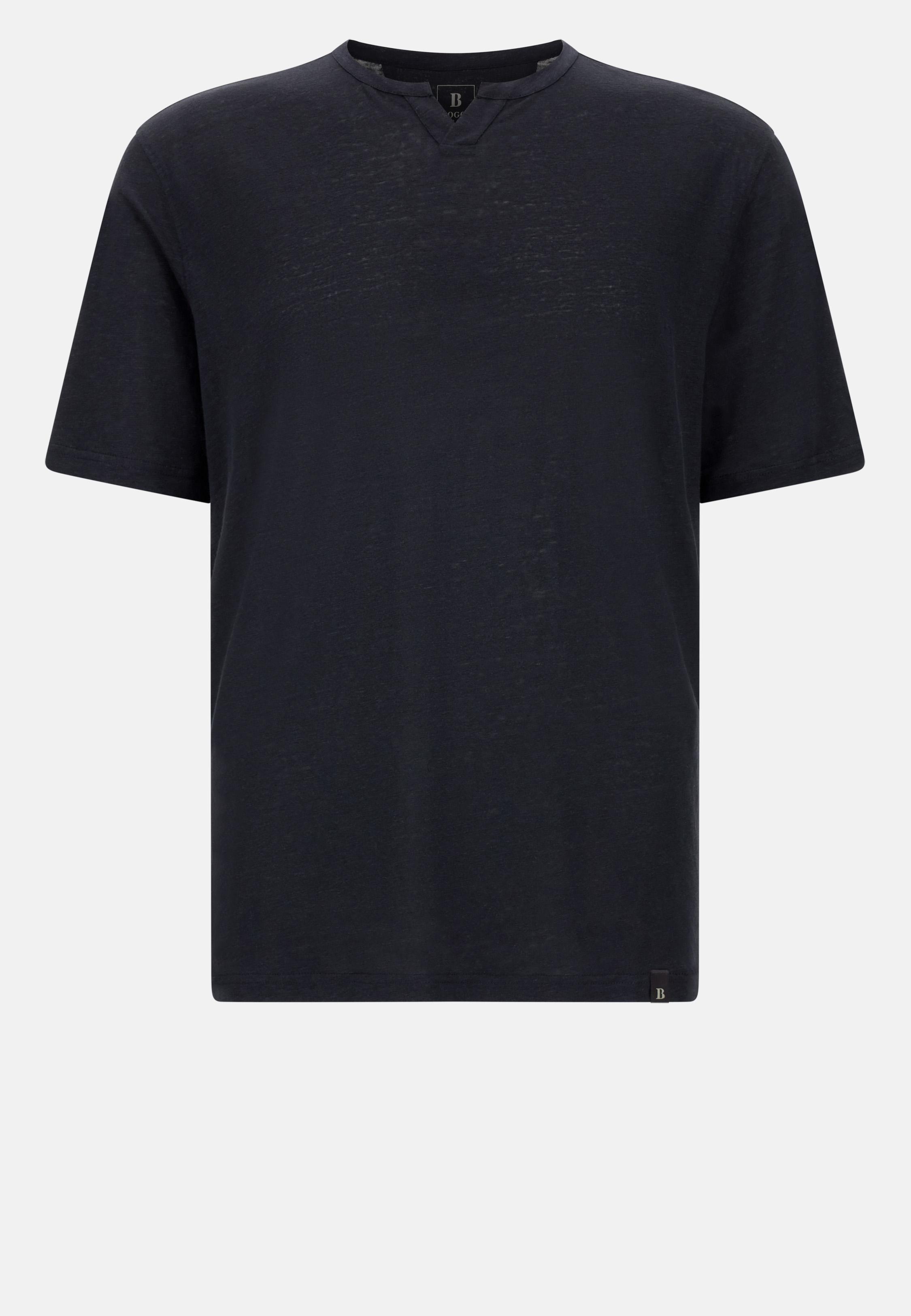T-Shirt in Stretch Linen Jersey Navy, DARK NAVY, large image number 6