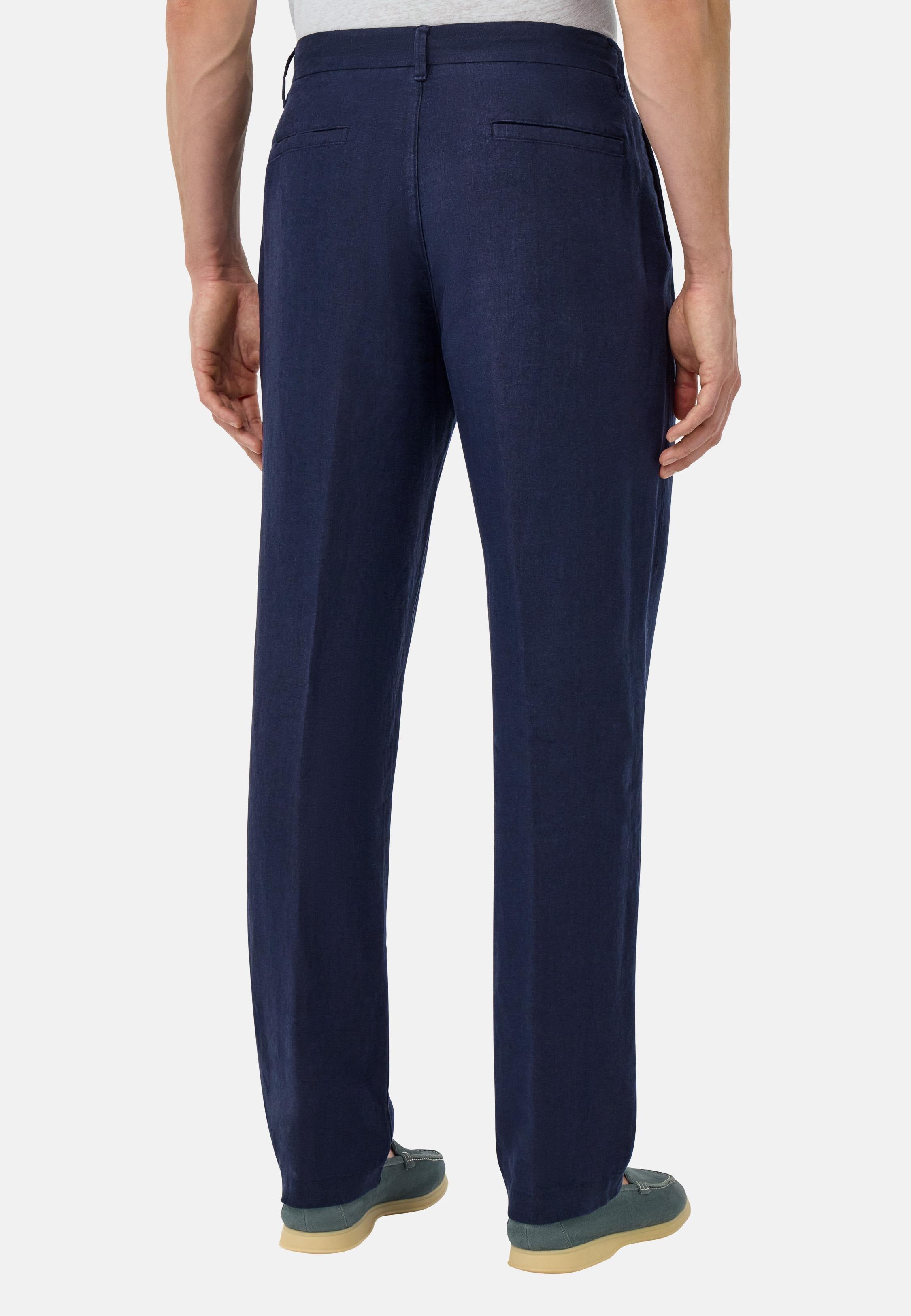 Linen Trousers Navy, , large image number 3