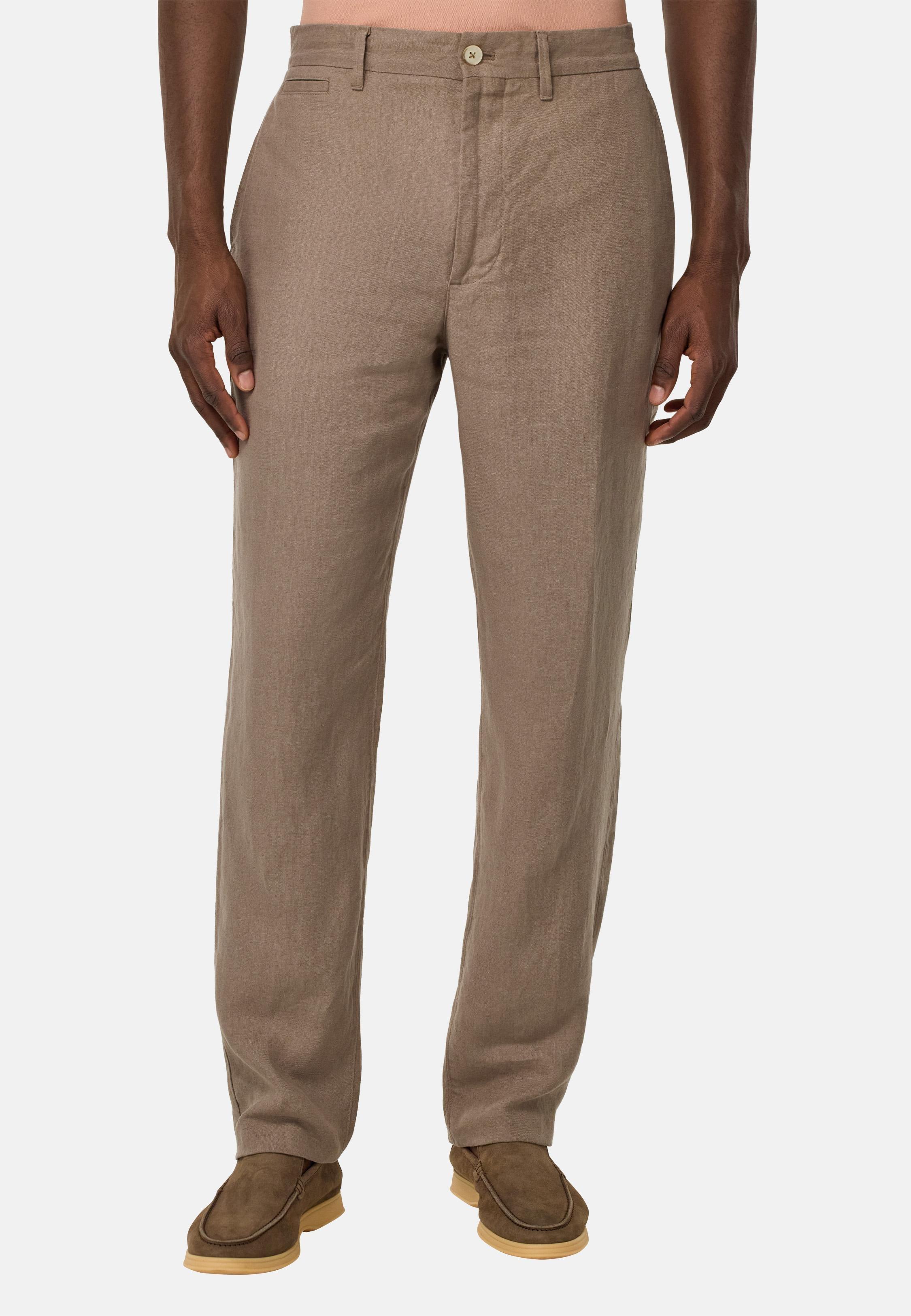 Linen Trousers Brown, Taupe, medium