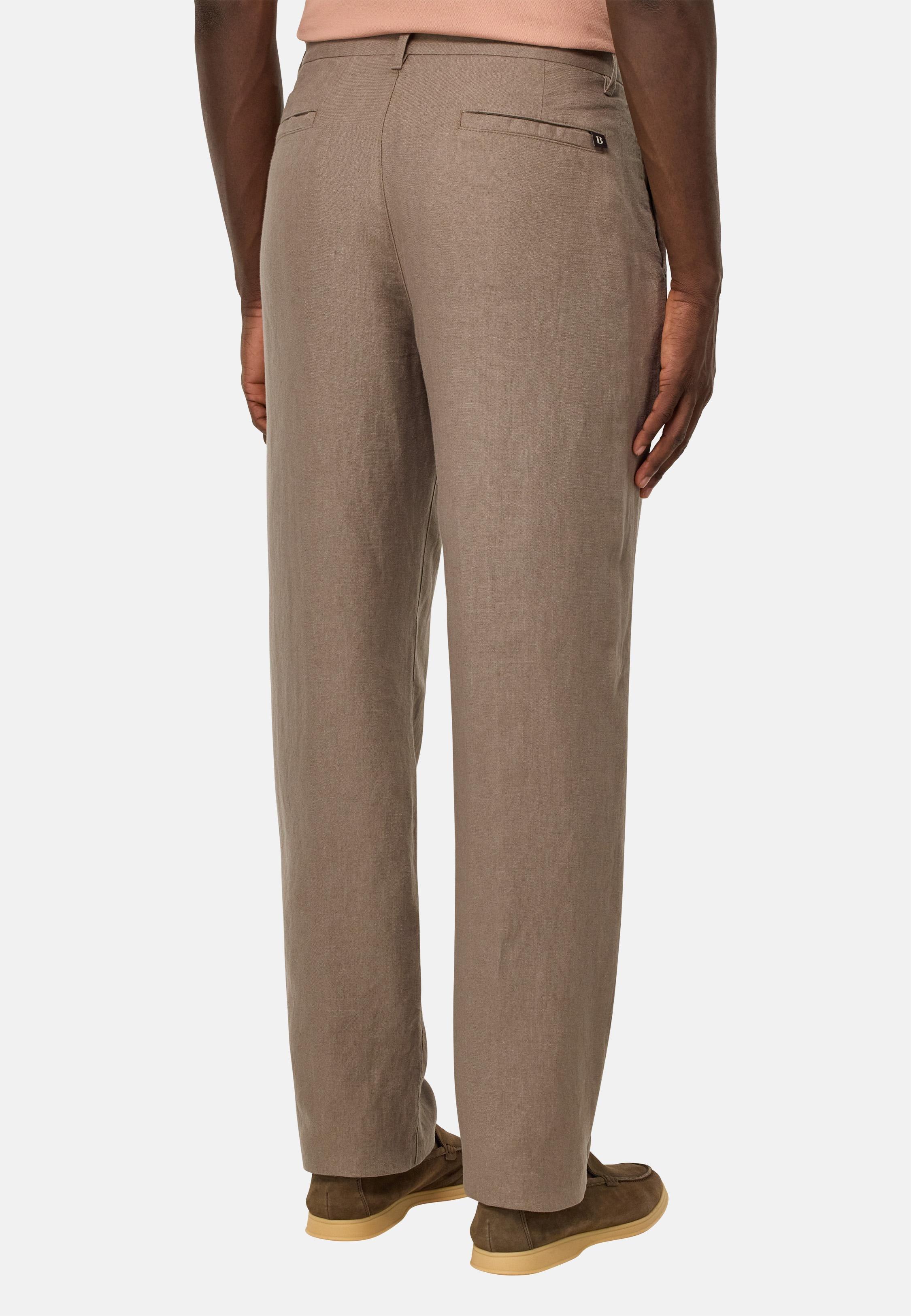 Linen Trousers Brown, Taupe, medium