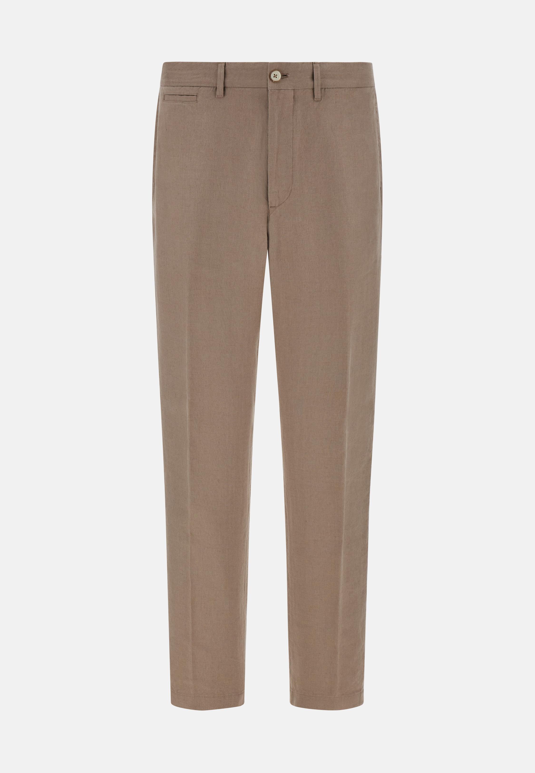 Trousers in Linen, Taupe, Taupe, large image number 9