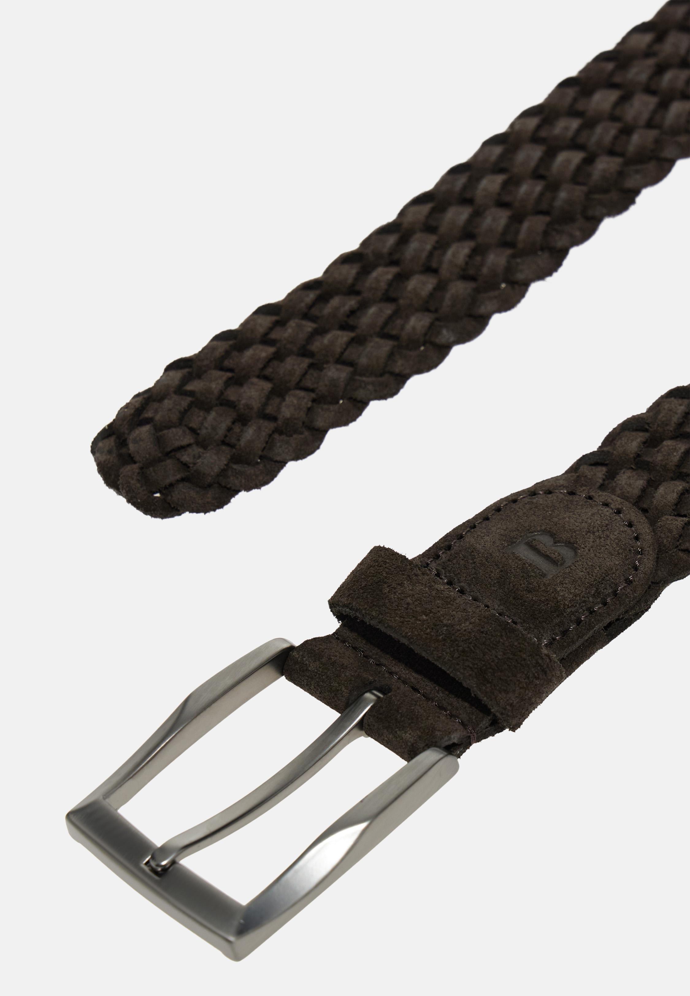 Woven Suede Belt Brown, Dark brown, medium