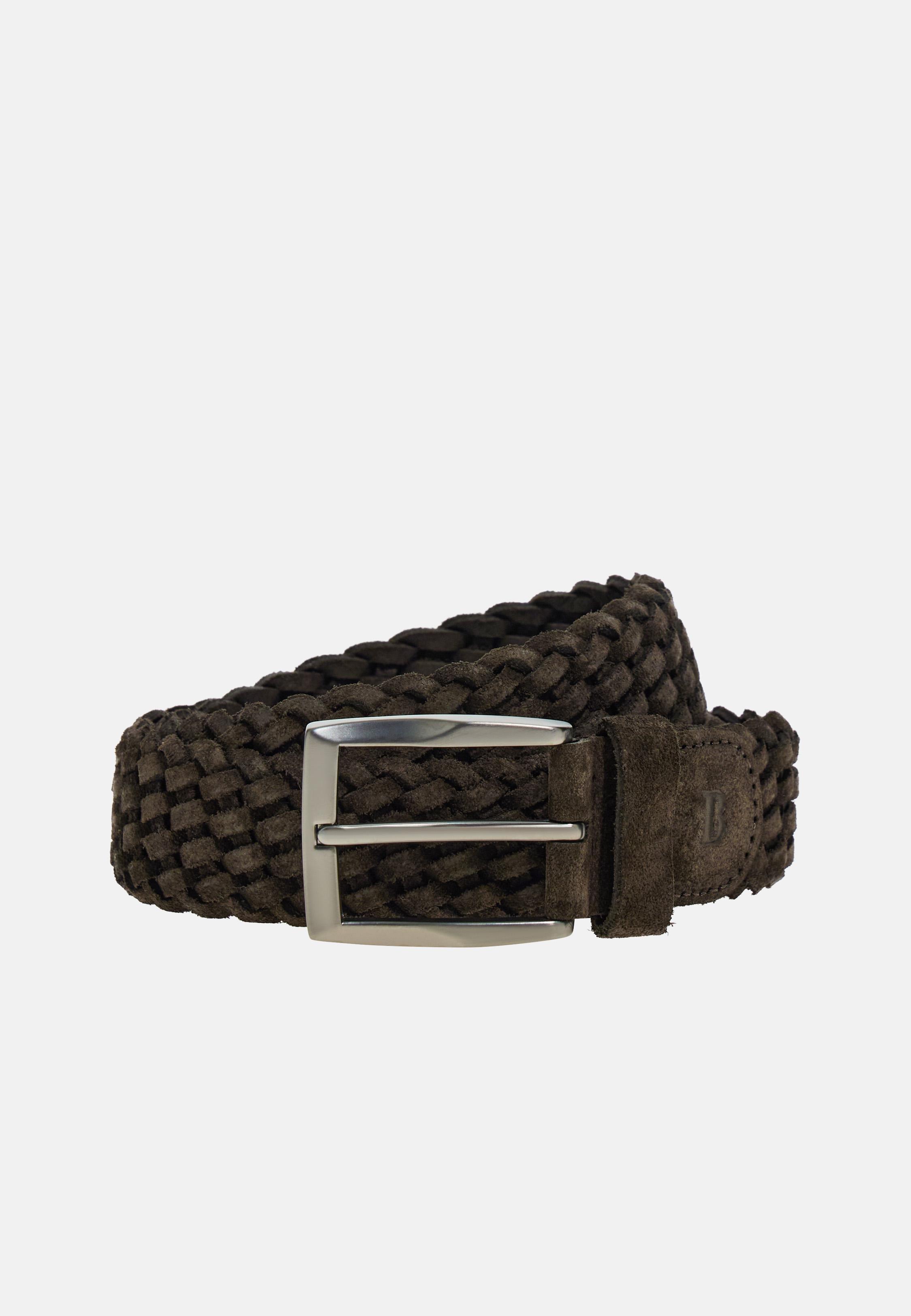 Woven Suede Belt Brown, Dark brown, medium