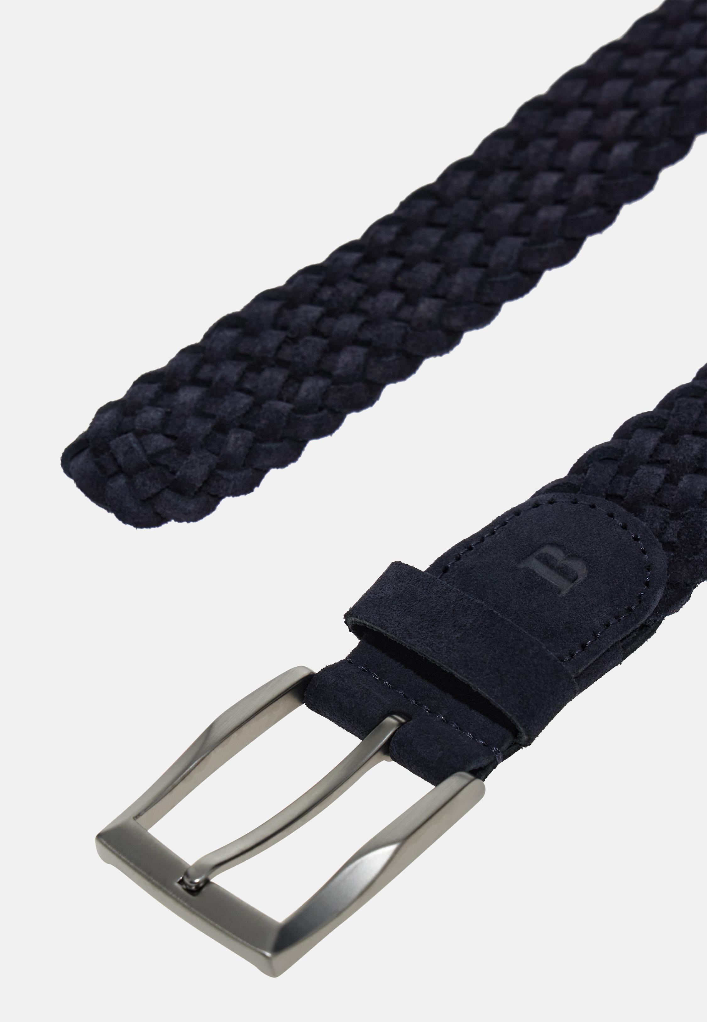Woven Suede Belt Navy, Navy blue, medium