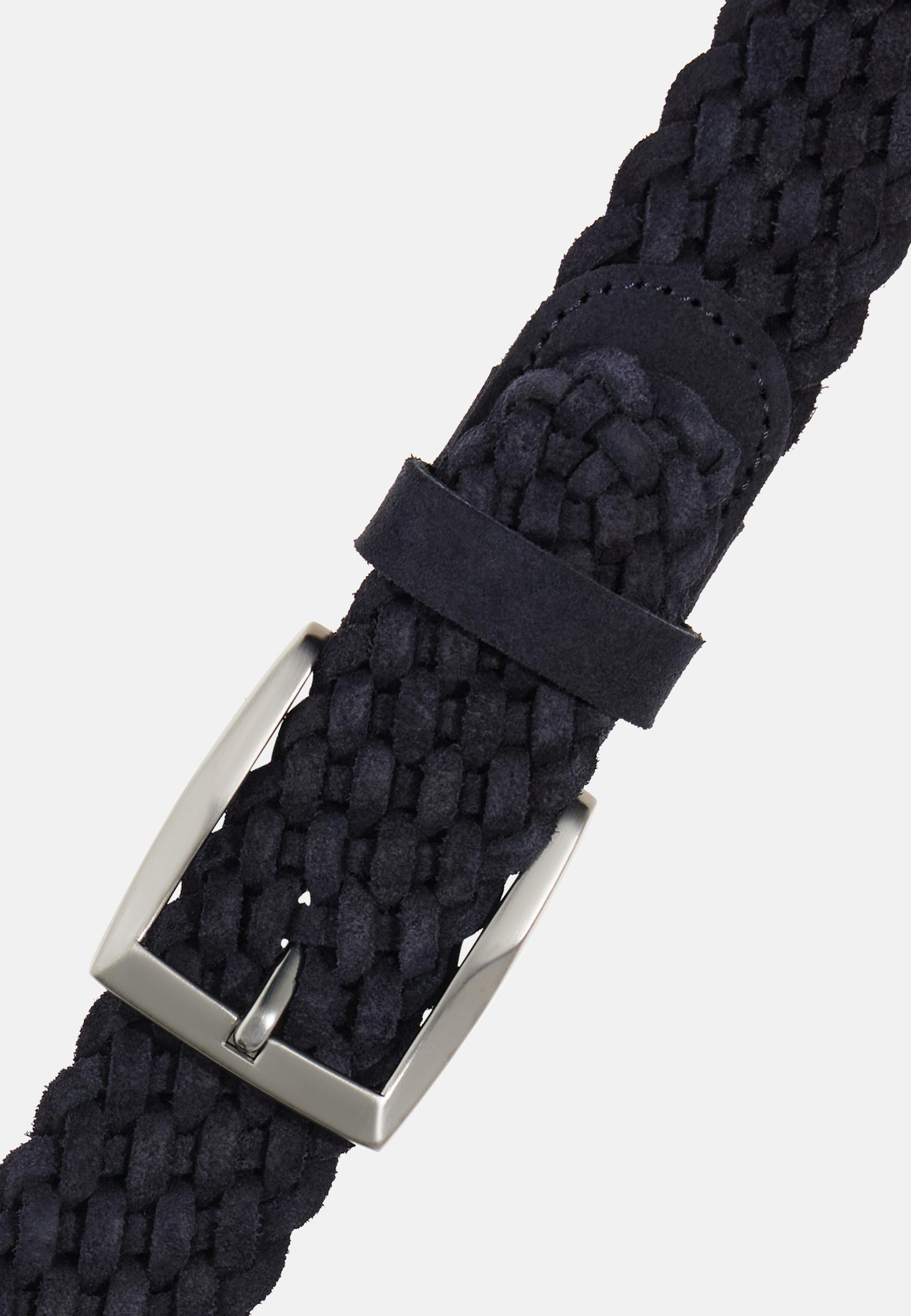 Woven Suede Belt Navy, Navy blue, medium