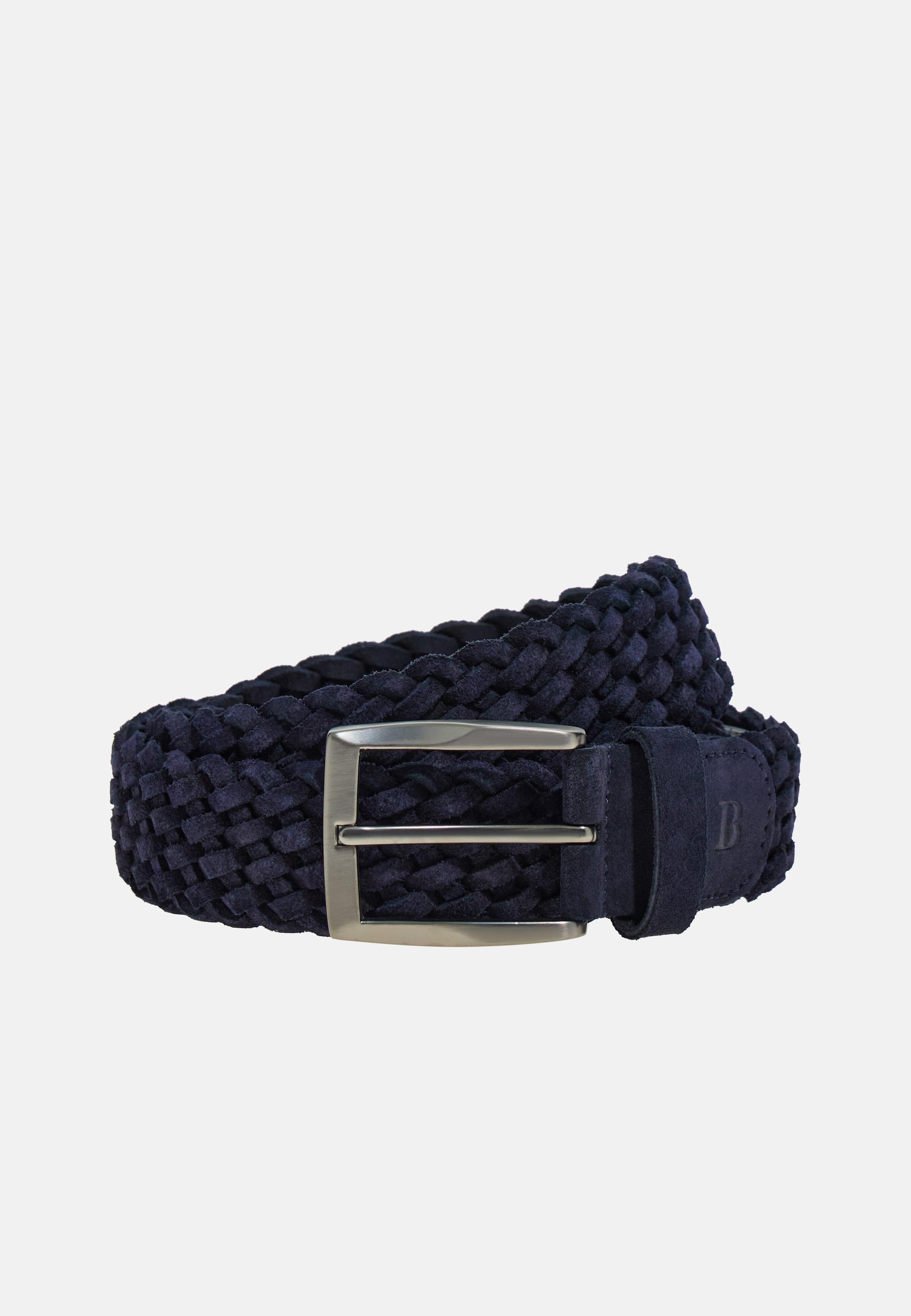 Woven Suede Belt Navy, Navy blue, medium