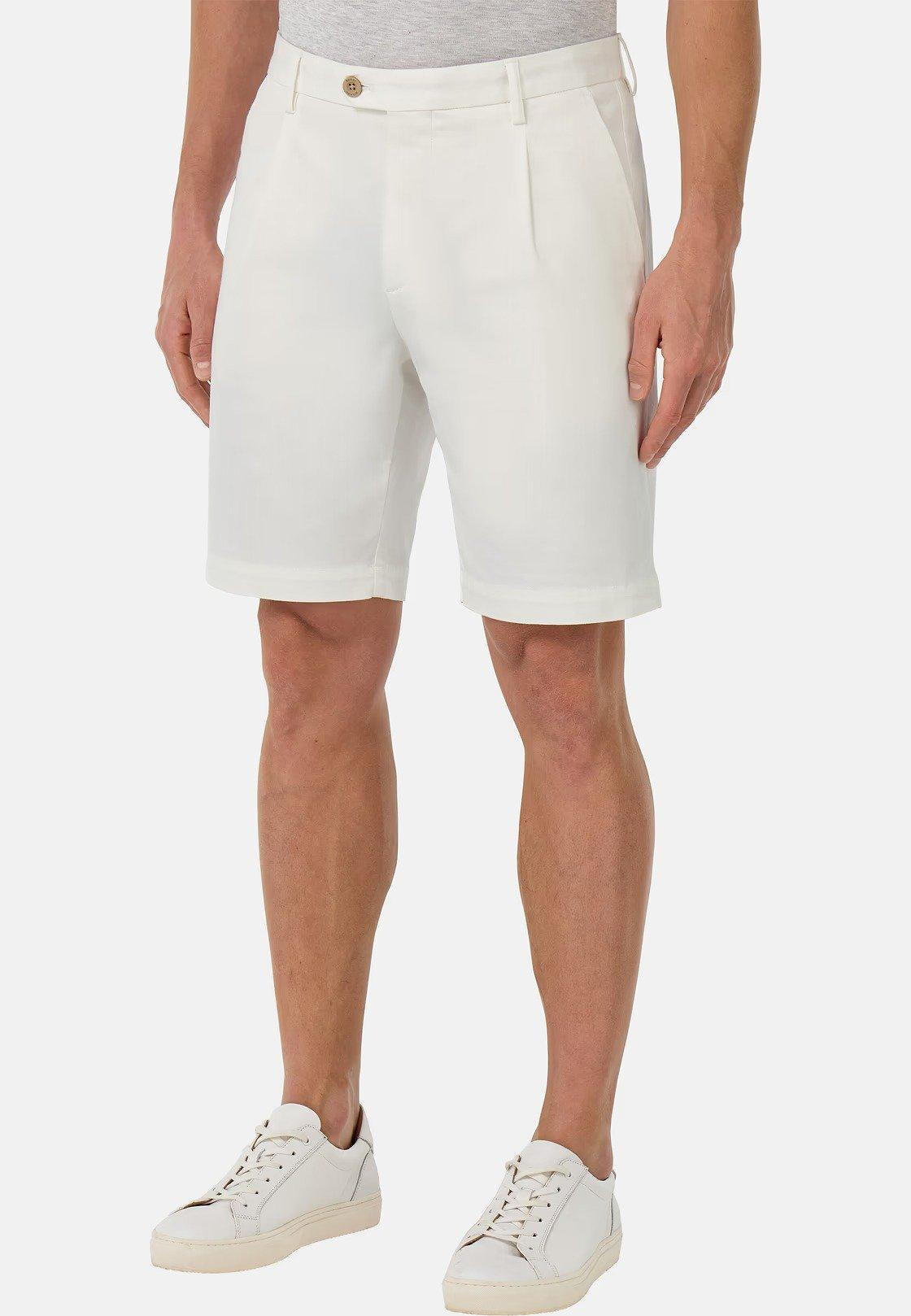 Stretch Cotton Bermuda Shorts White, White, medium