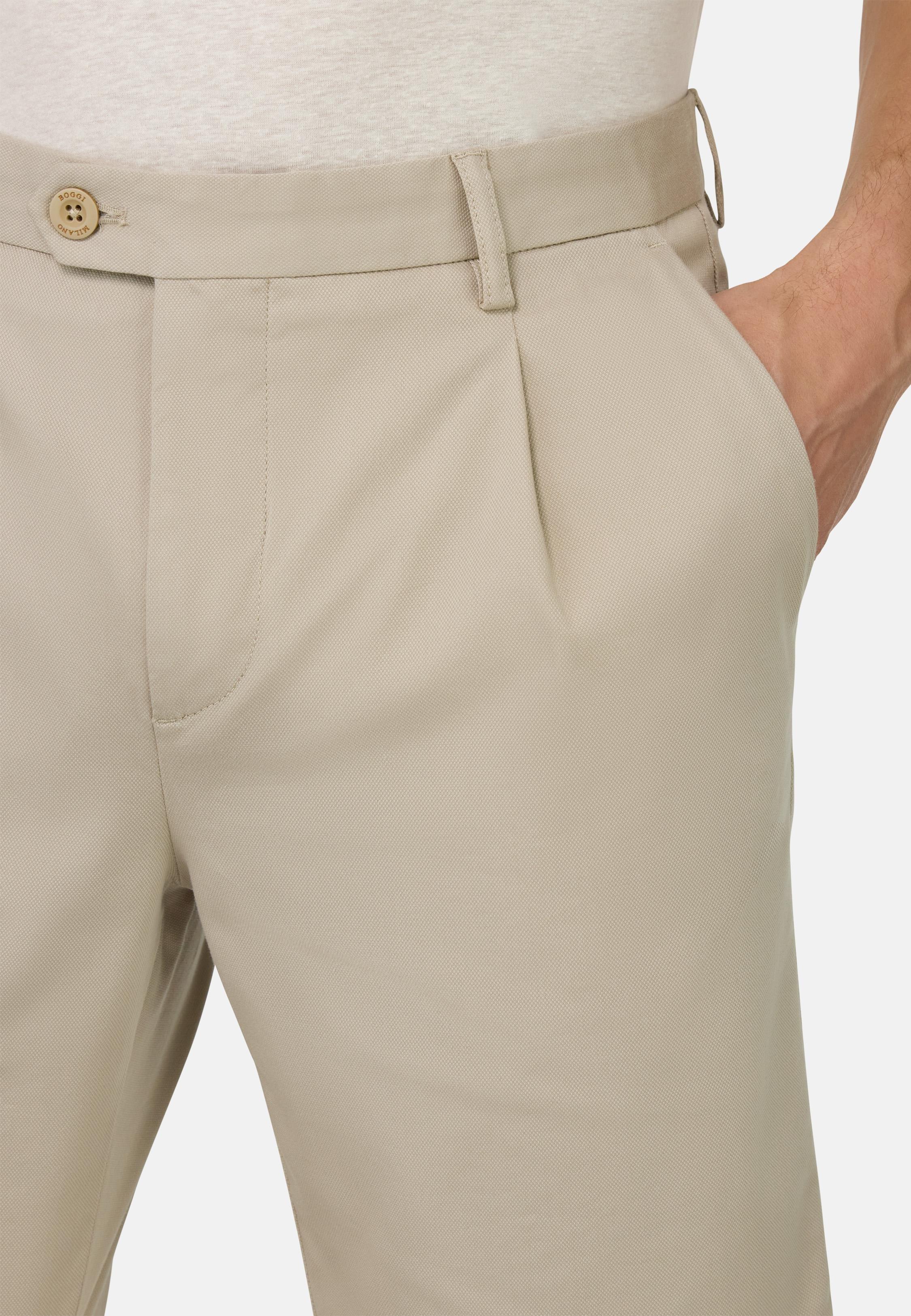 Stretch Cotton and Tencel Bermuda Shorts Beige, Sand, medium