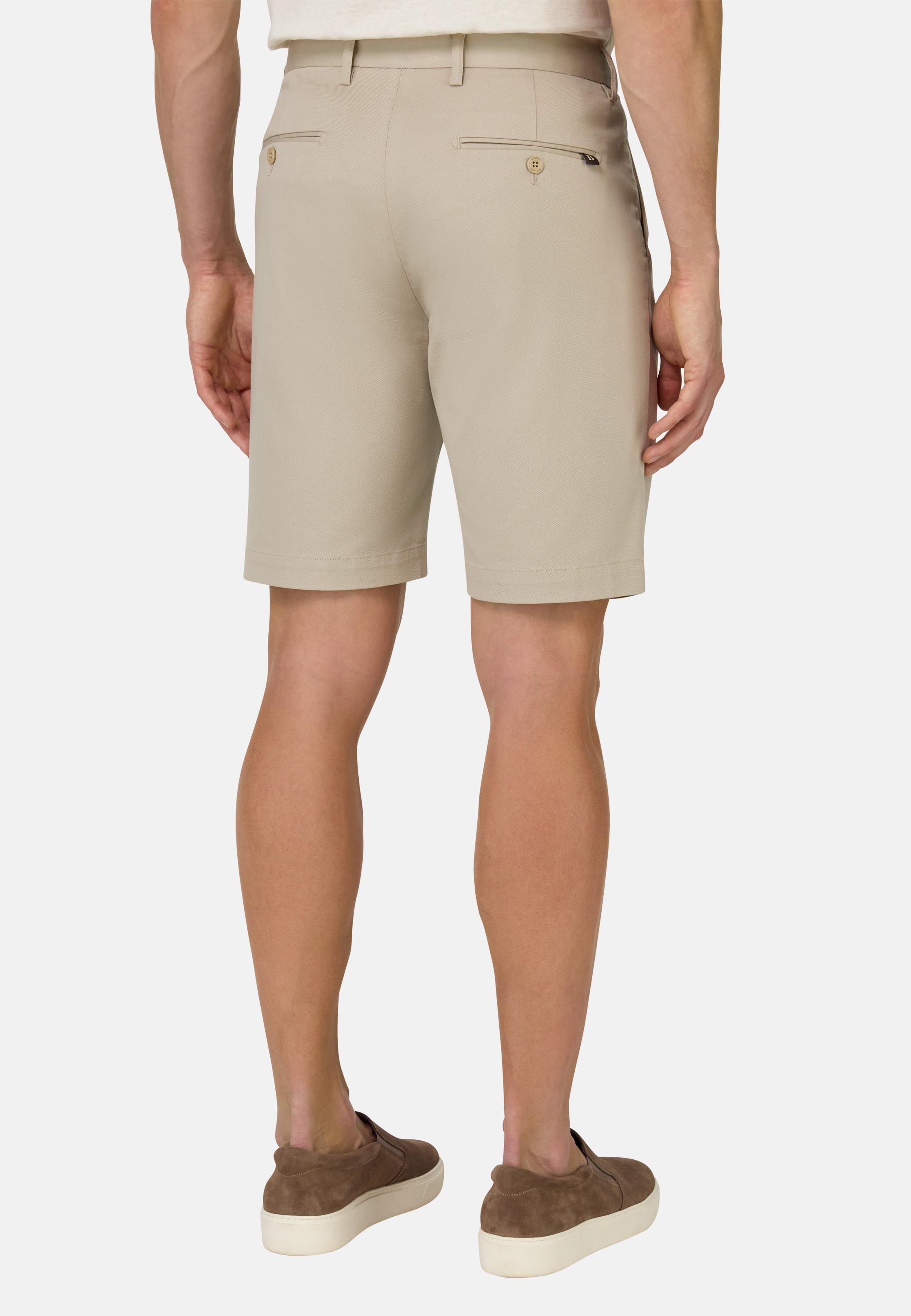 Stretch Cotton and Tencel Bermuda Shorts Beige, Sand, large image number 3