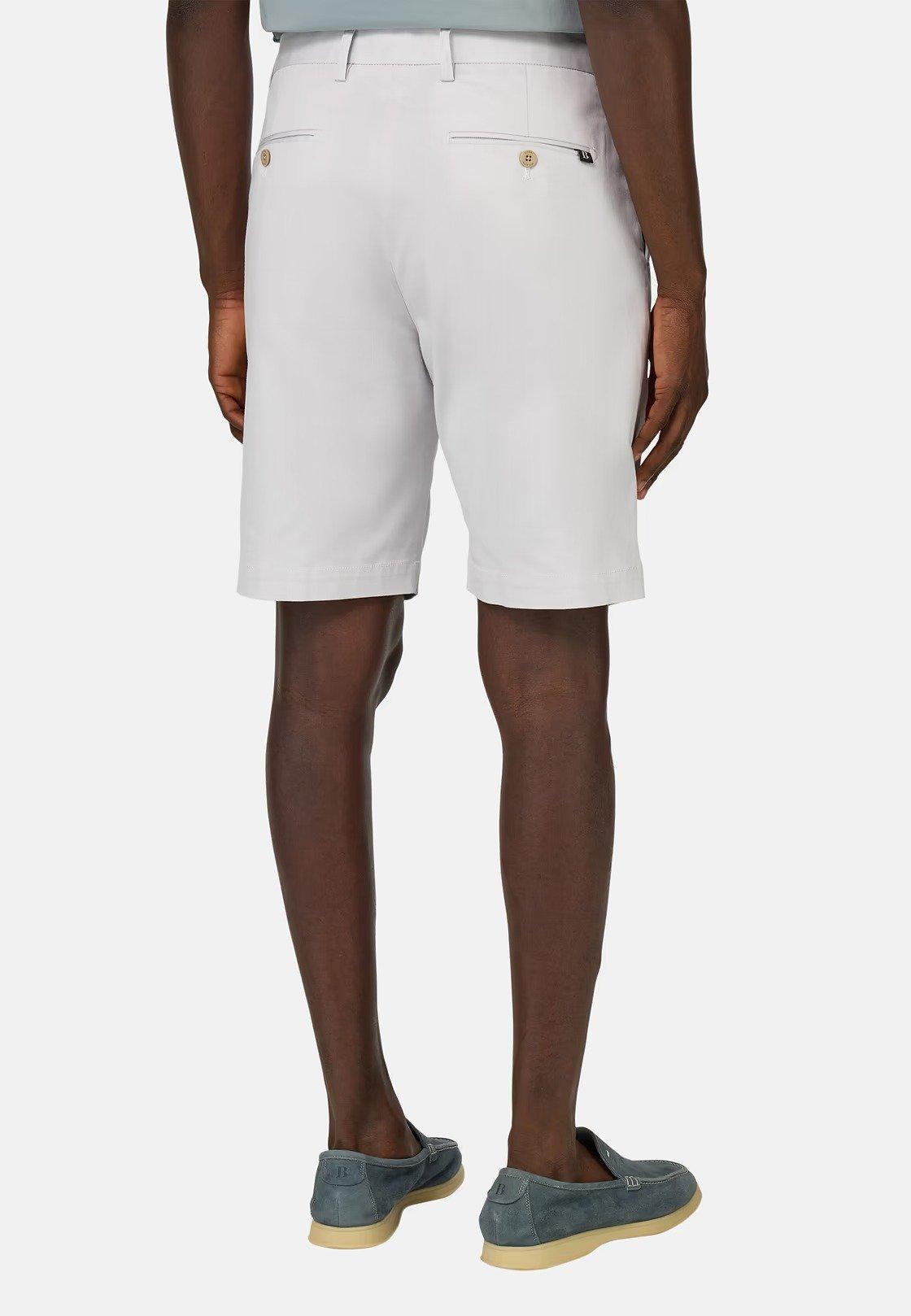 Stretch Cotton And Tencel Bermuda Shorts White, Ice, medium