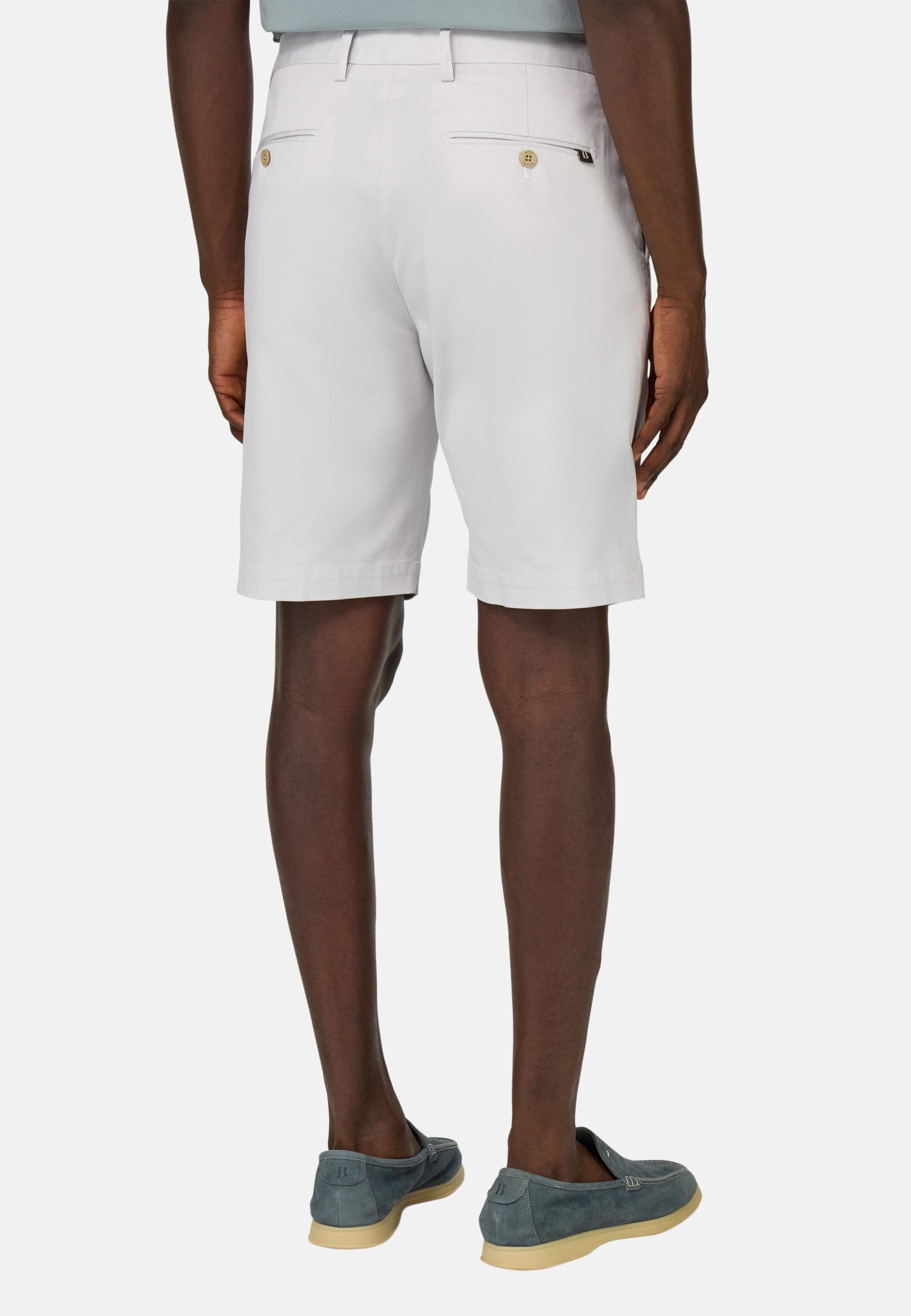 Stretch Cotton And Tencel Bermuda Shorts White, Ice, large image number 5