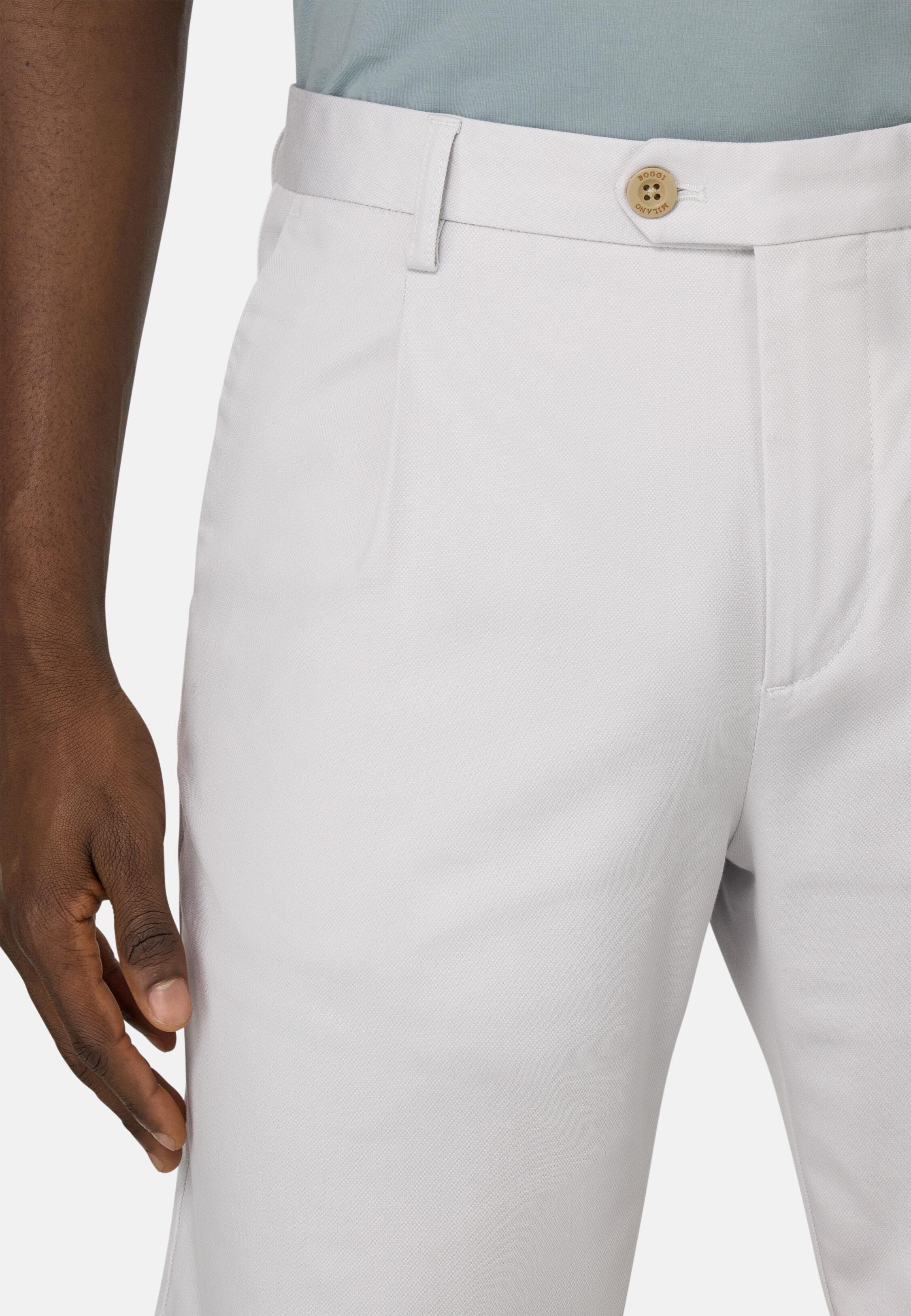 Stretch Cotton And Tencel Bermuda Shorts White, Ice, large image number 7