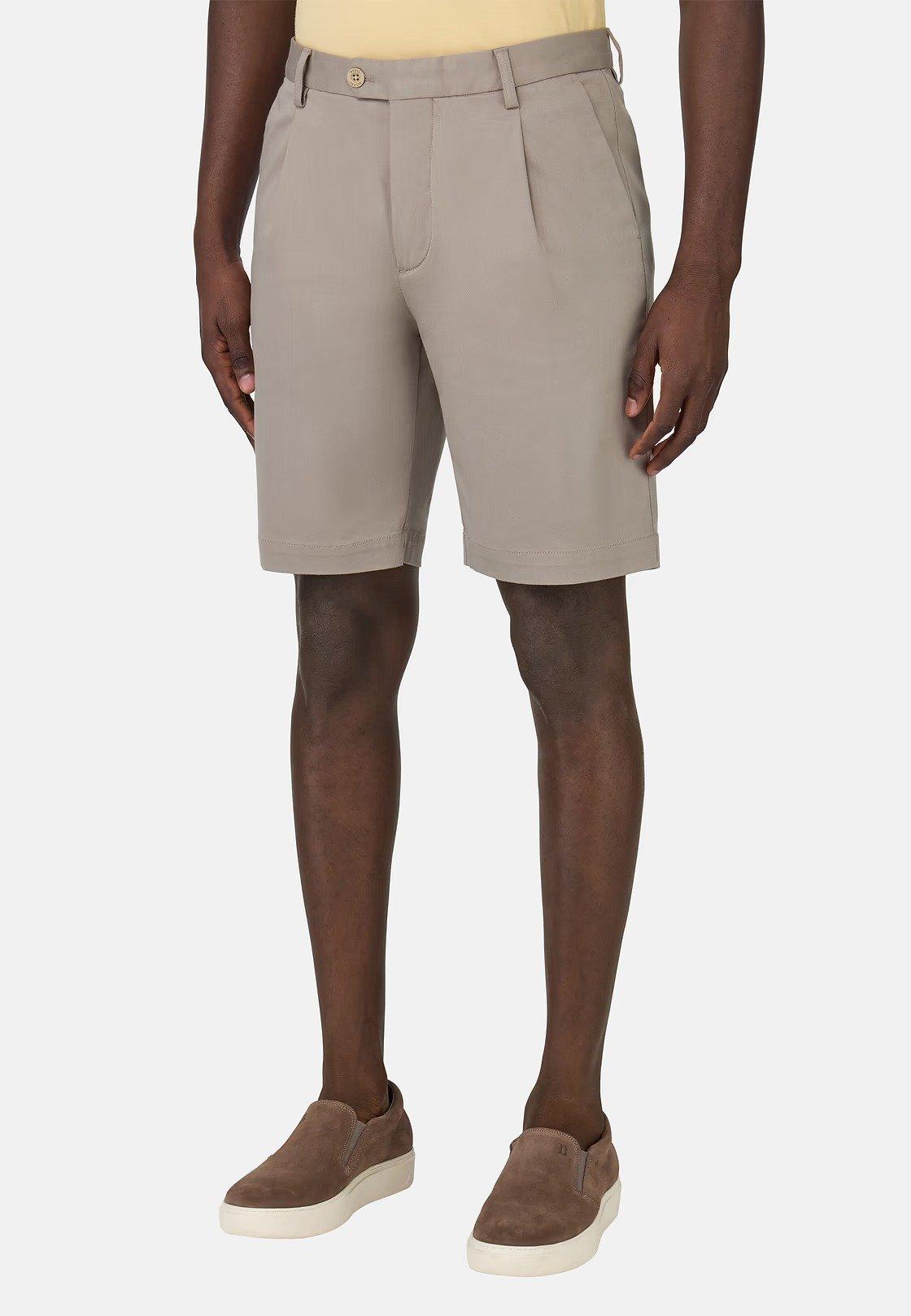 Stretch Cotton And Tencel Bermuda Shorts Beige, Taupe, medium