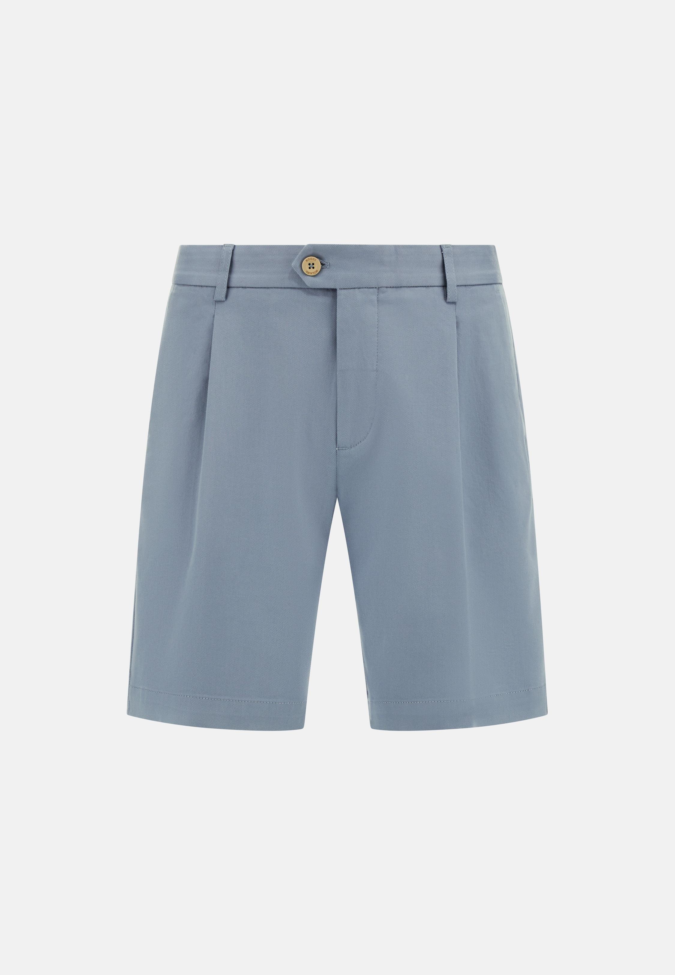 Stretch Cotton and Tencel Bermuda Shorts Blue, Indigo, large image number 4