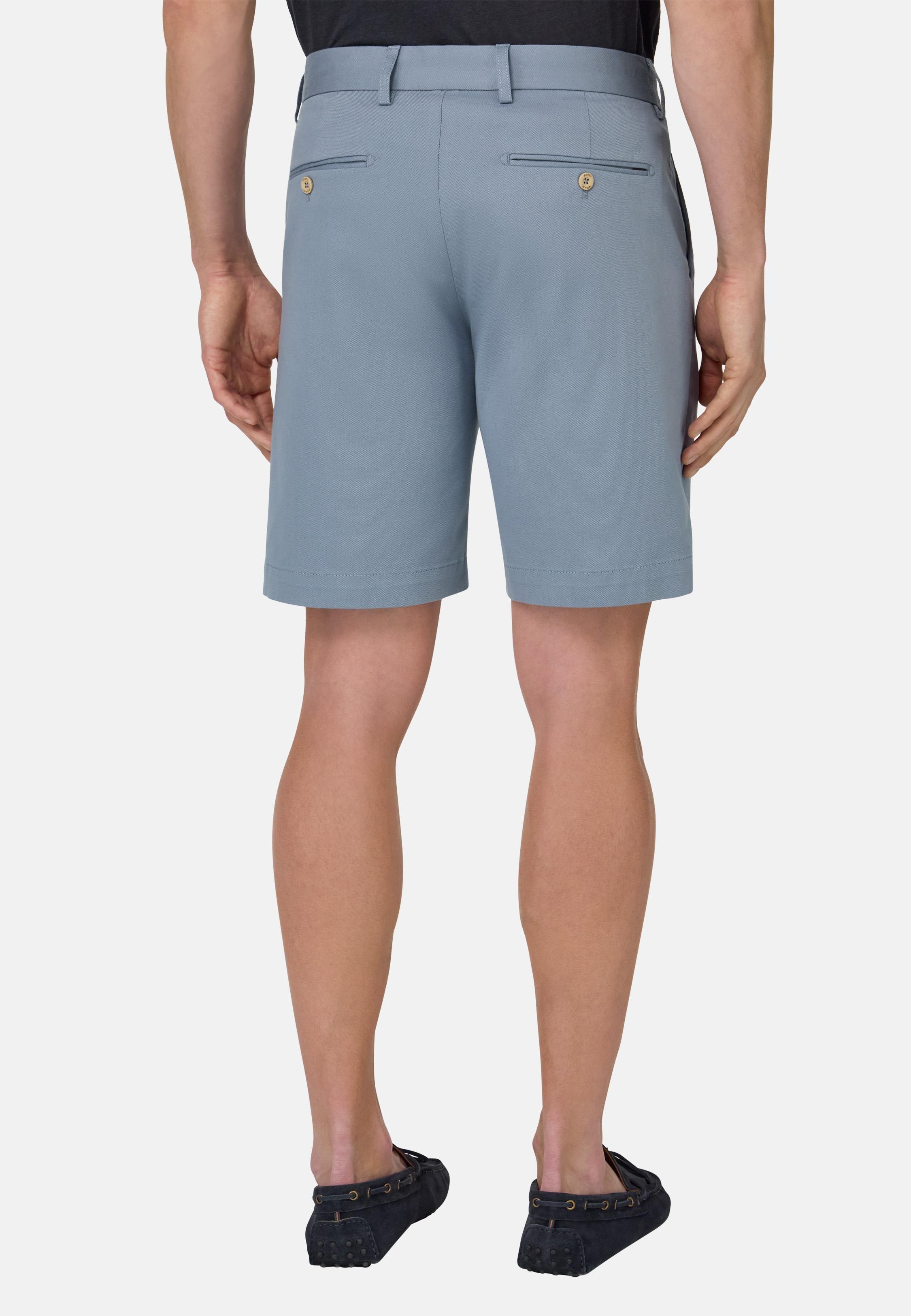 Stretch Cotton and Tencel Bermuda Shorts Blue, Indigo, large image number 6