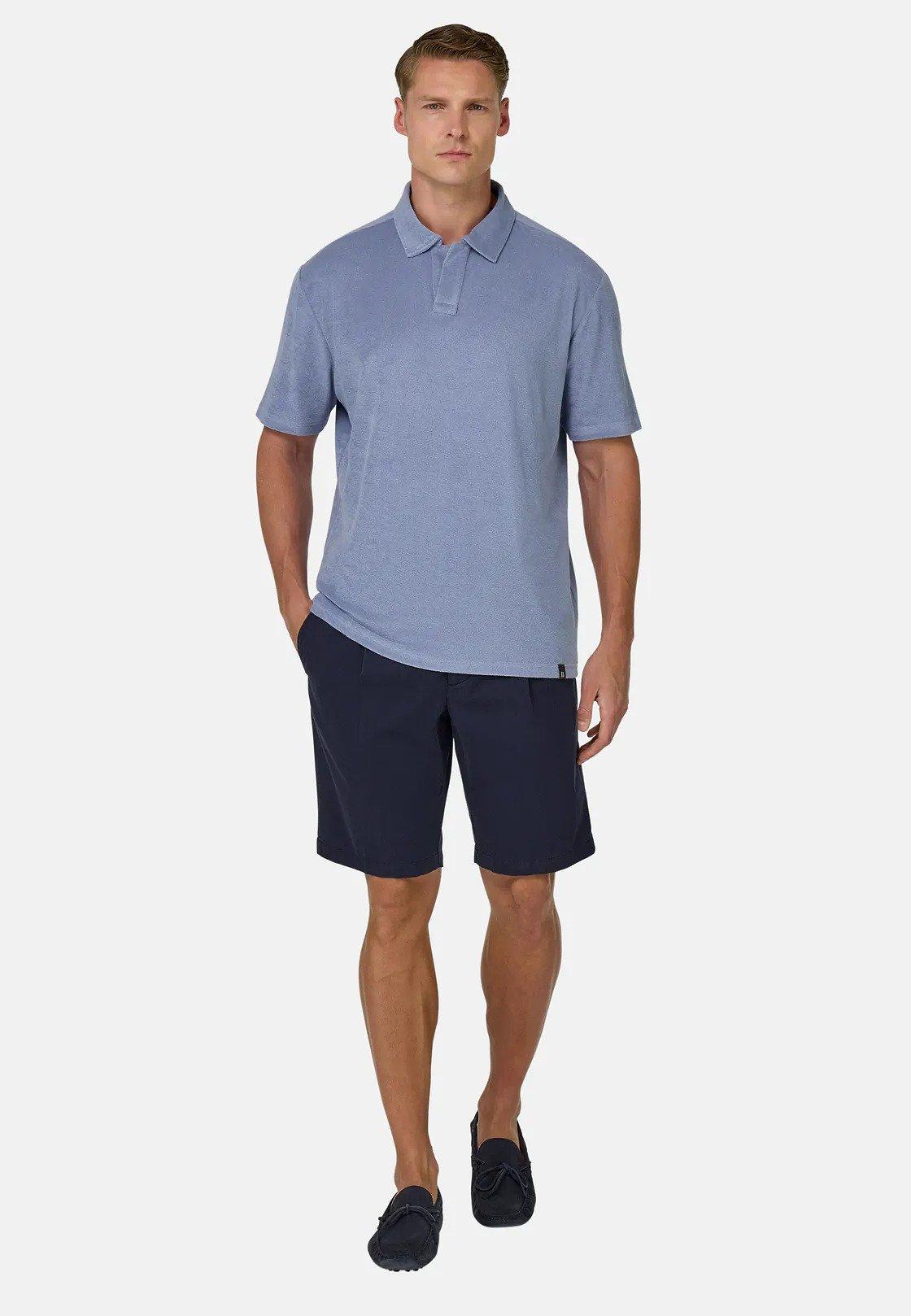 Stretch Cotton Summer Bermuda Shorts Navy, , medium