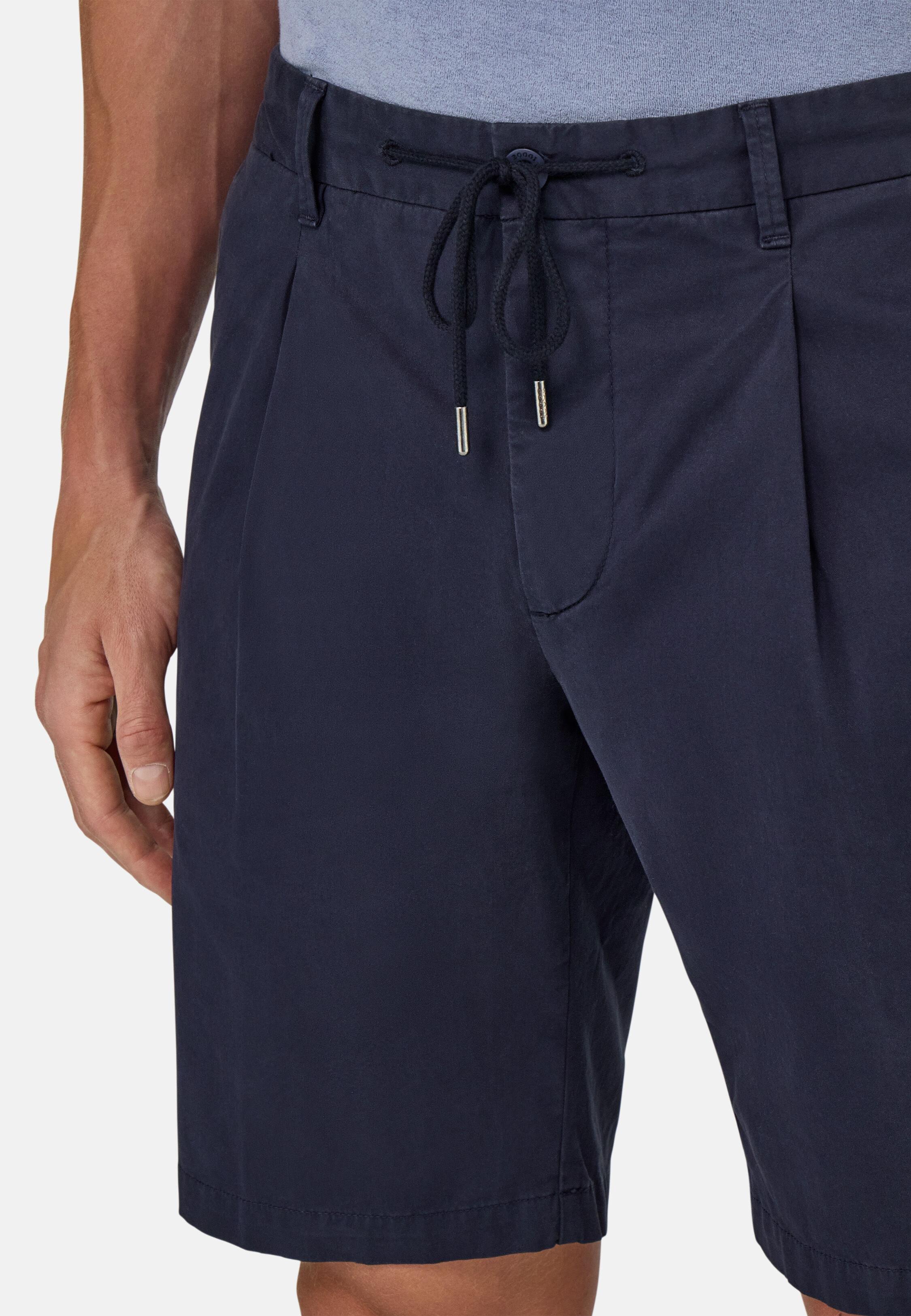 Stretch Cotton Summer Bermuda Shorts Navy, Navy blue, large image number 7