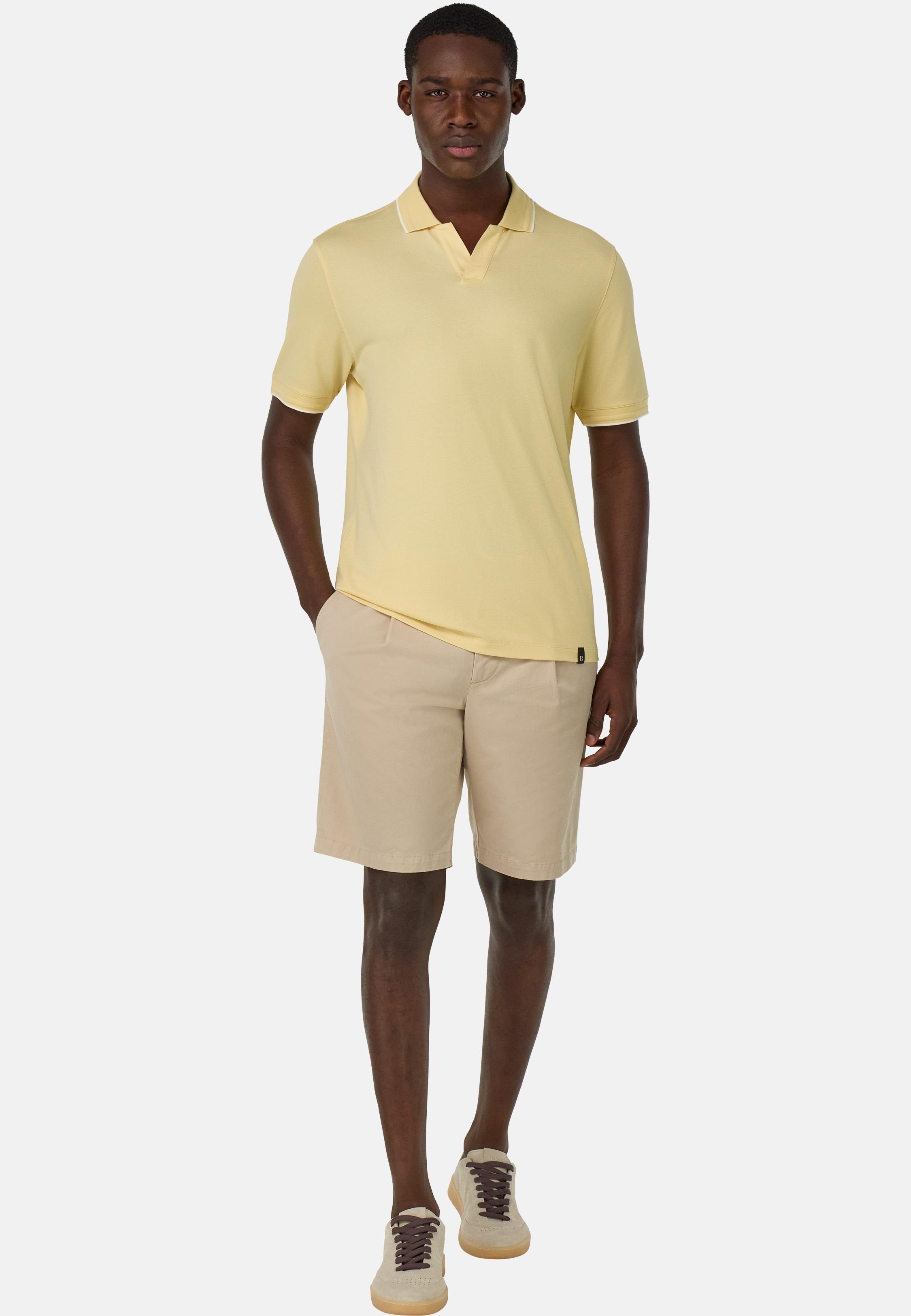 Stretch Cotton Summer Bermuda Shorts Beige`, Sand, medium