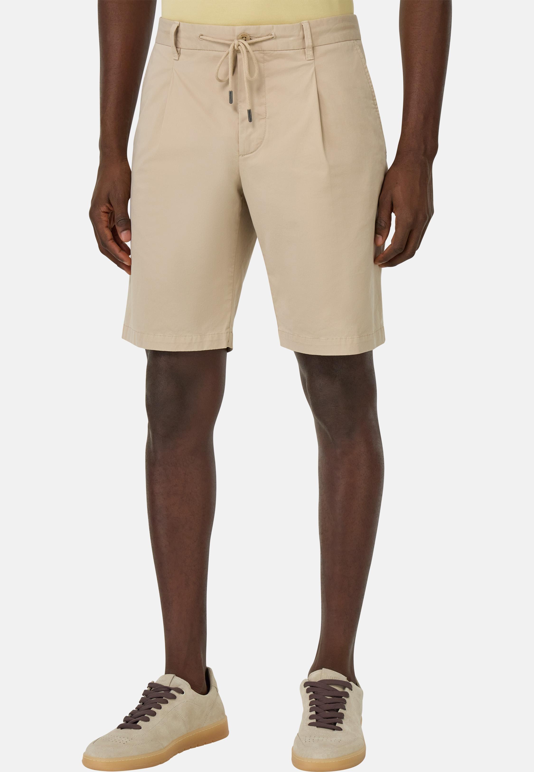 Stretch Cotton Summer Bermuda Shorts Beige`, Sand, medium