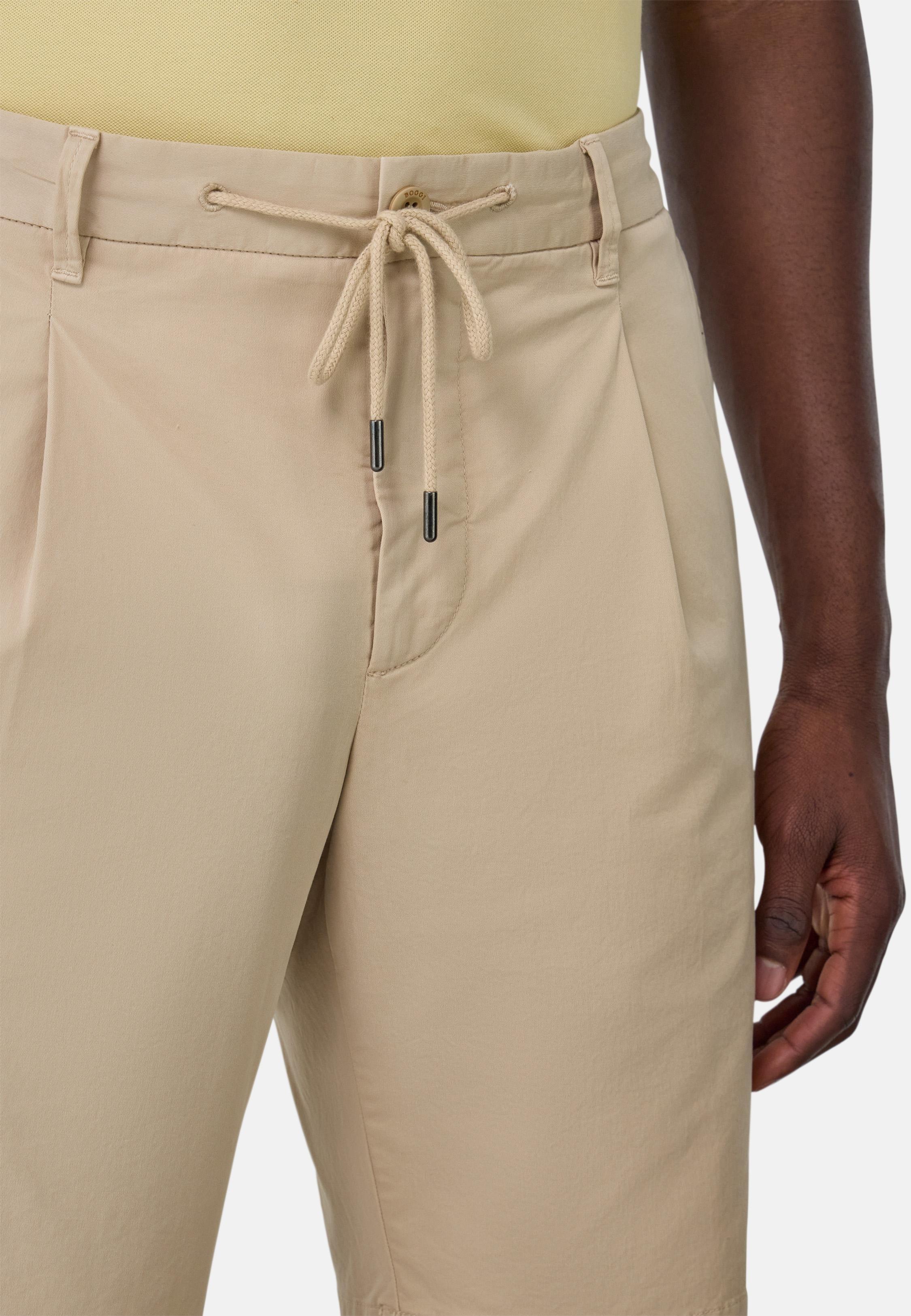 Stretch Cotton Summer Bermuda Shorts Beige`, , large image number 3