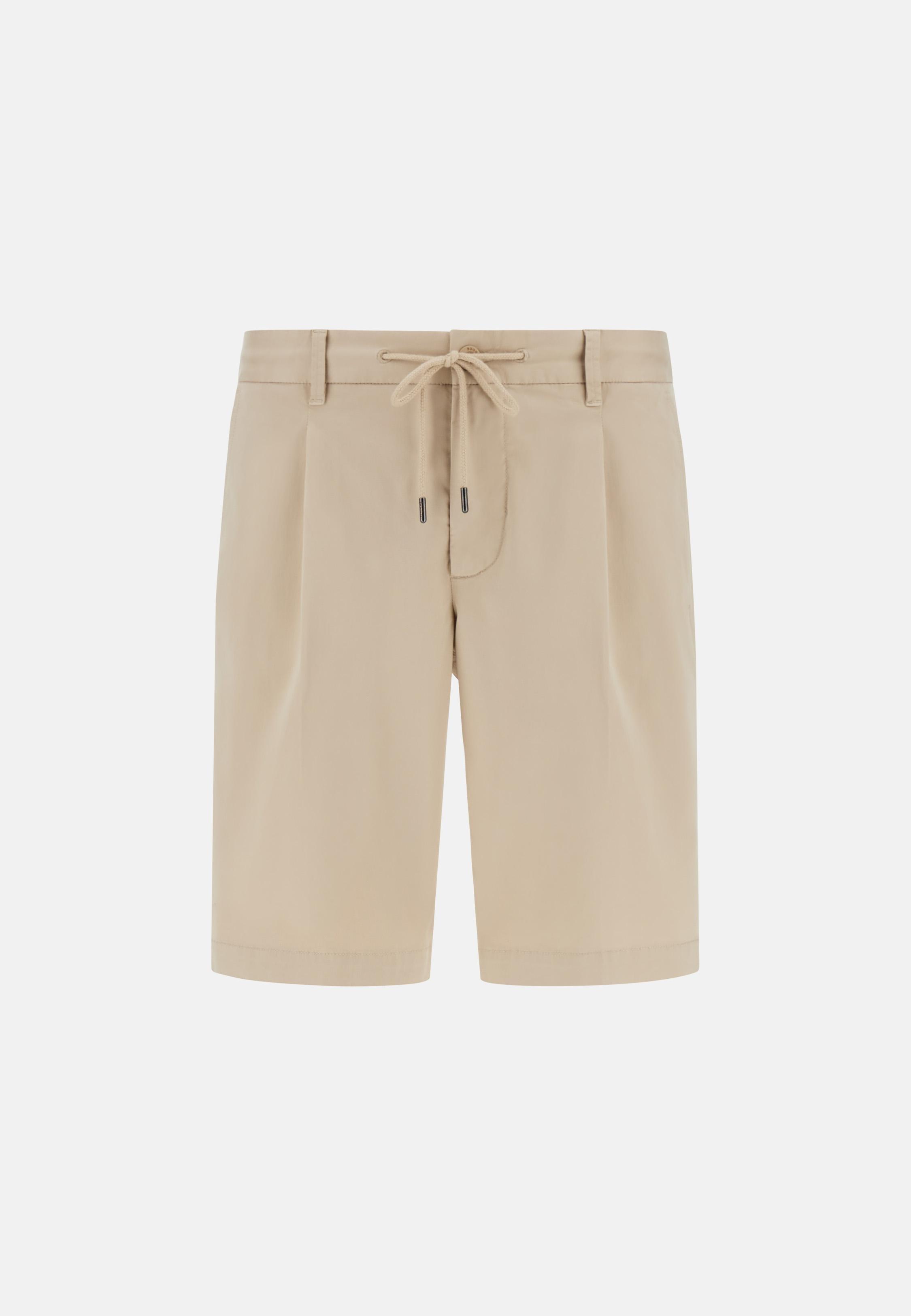 Stretch Cotton Summer Bermuda Shorts Beige`, , large image number 4