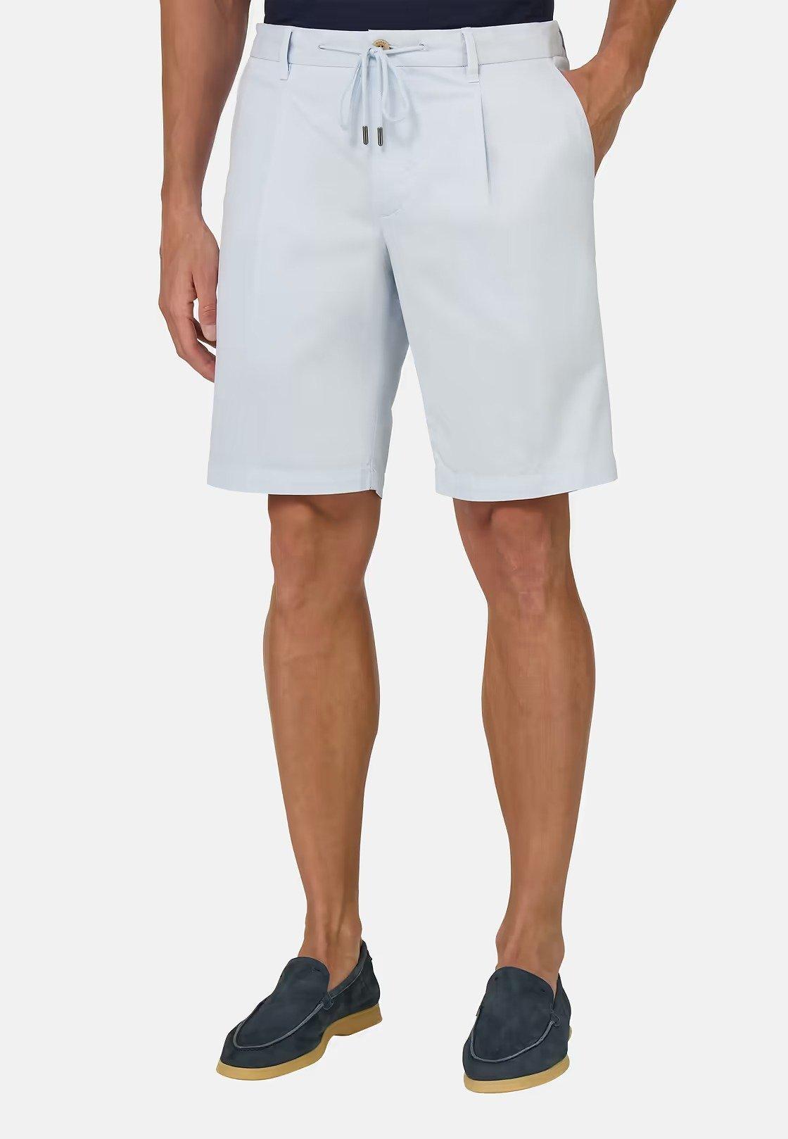 Stretch Cotton Summer Bermuda Shorts Blue, , large image number 0