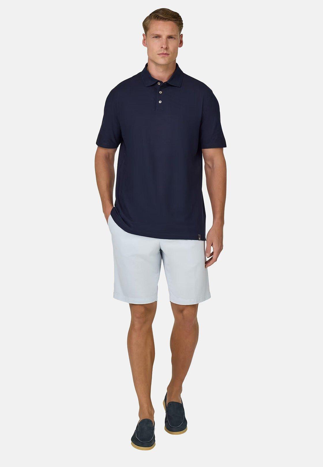 Stretch Cotton Summer Bermuda Shorts Blue, , large image number 1