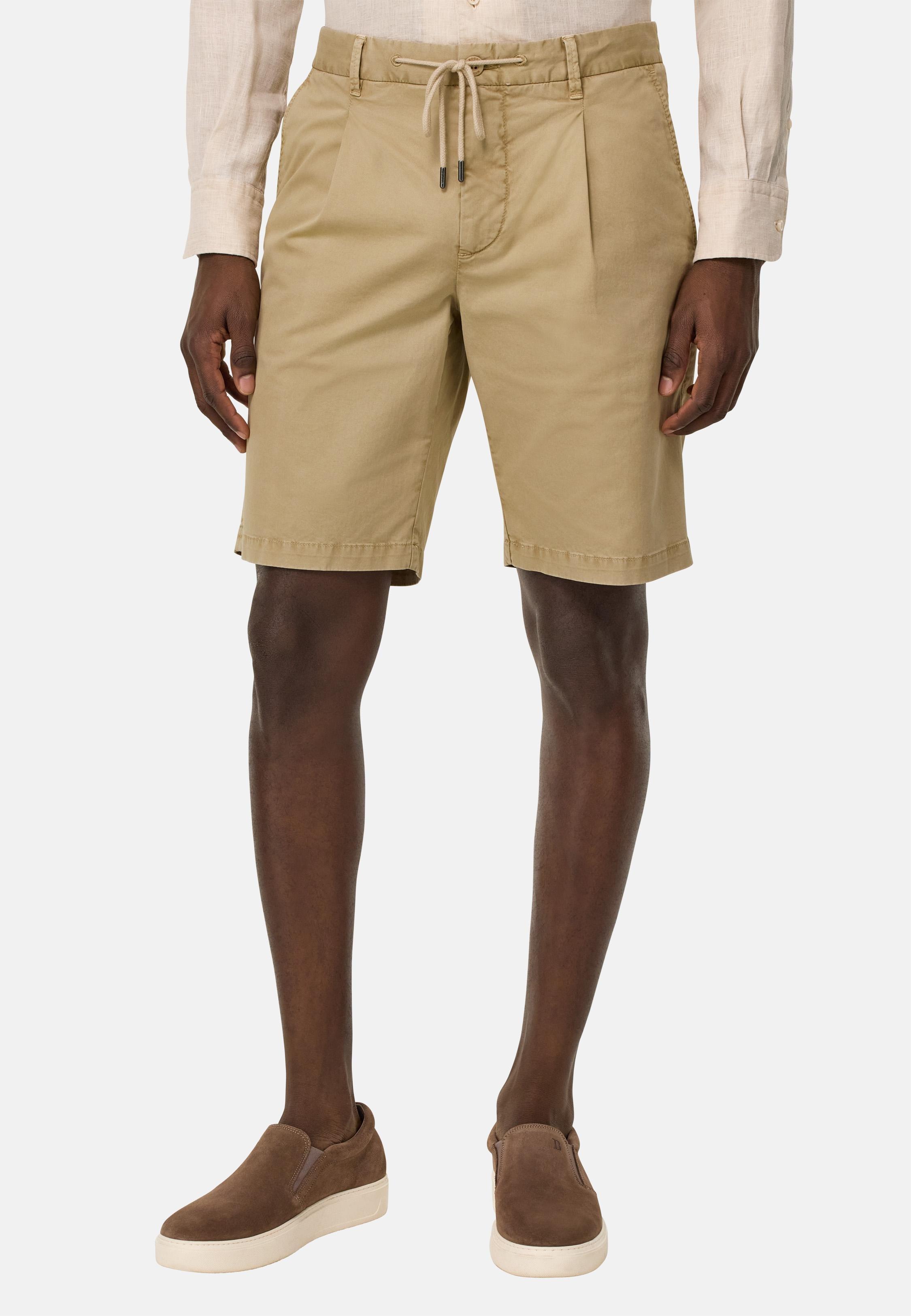 Stretch Cotton Summer Bermuda Shorts Beige, Beige, medium