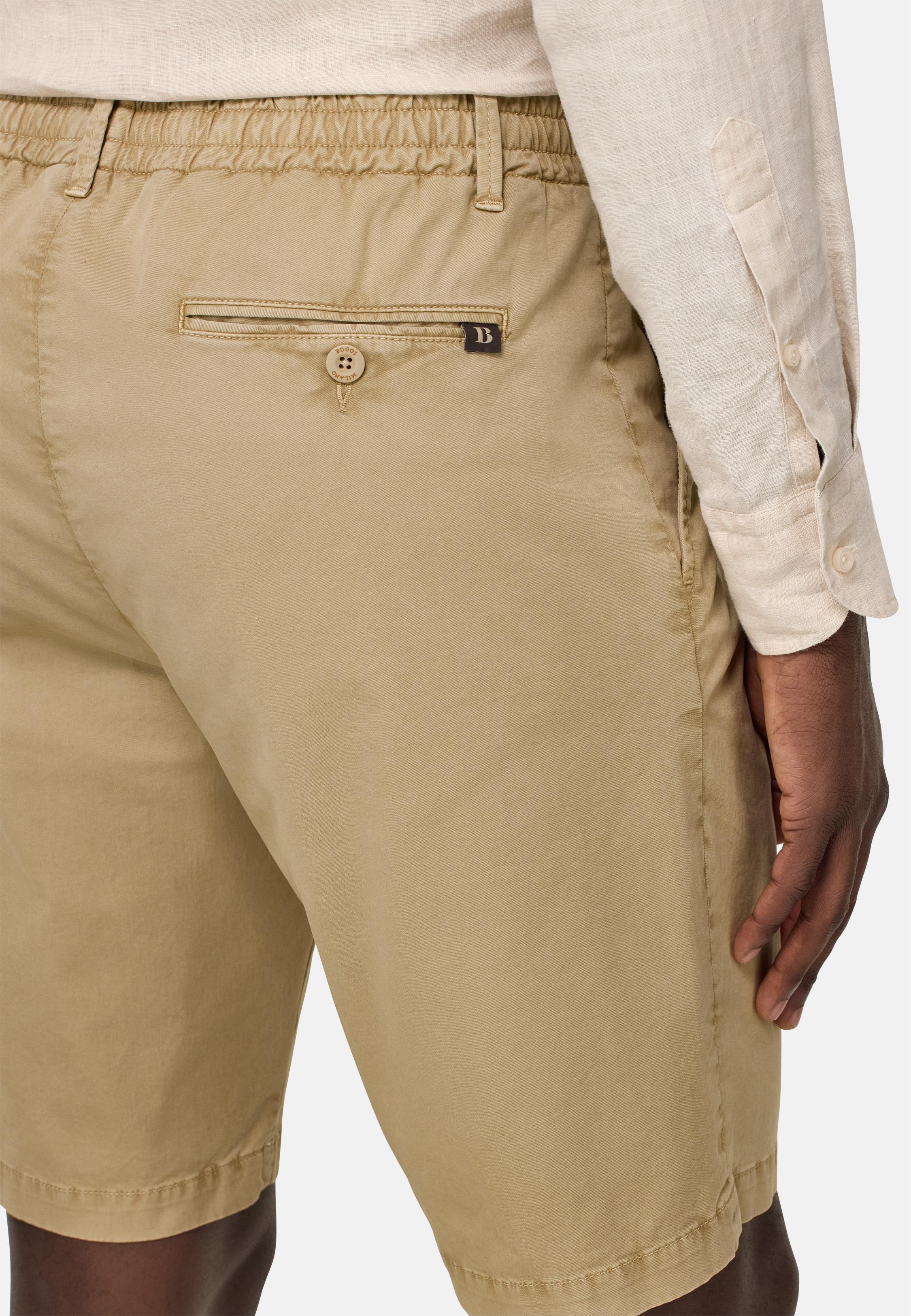 Stretch Cotton Summer Bermuda Shorts Beige, , large image number 3