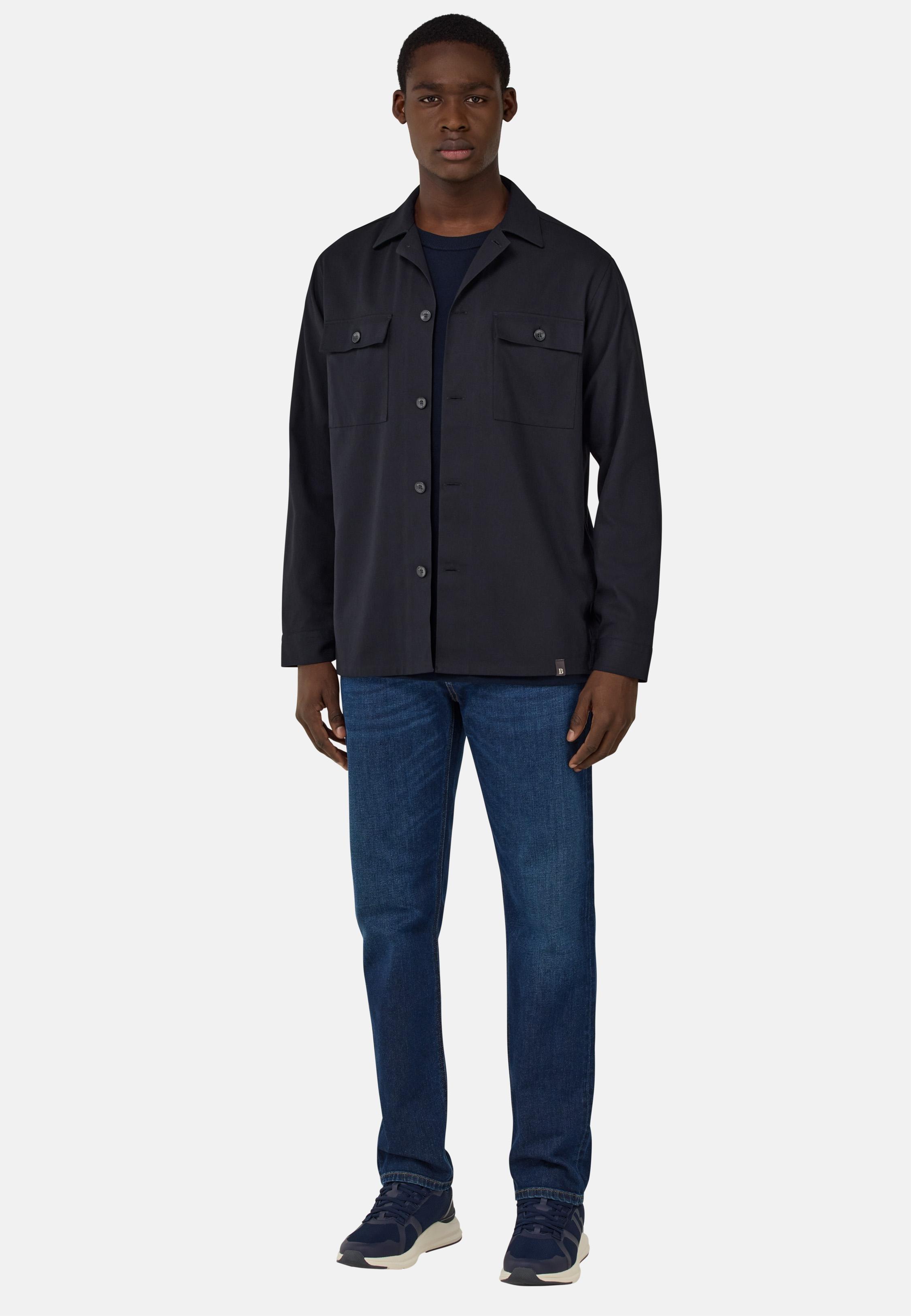 Cotton Overshirt Navy, , large image number 0
